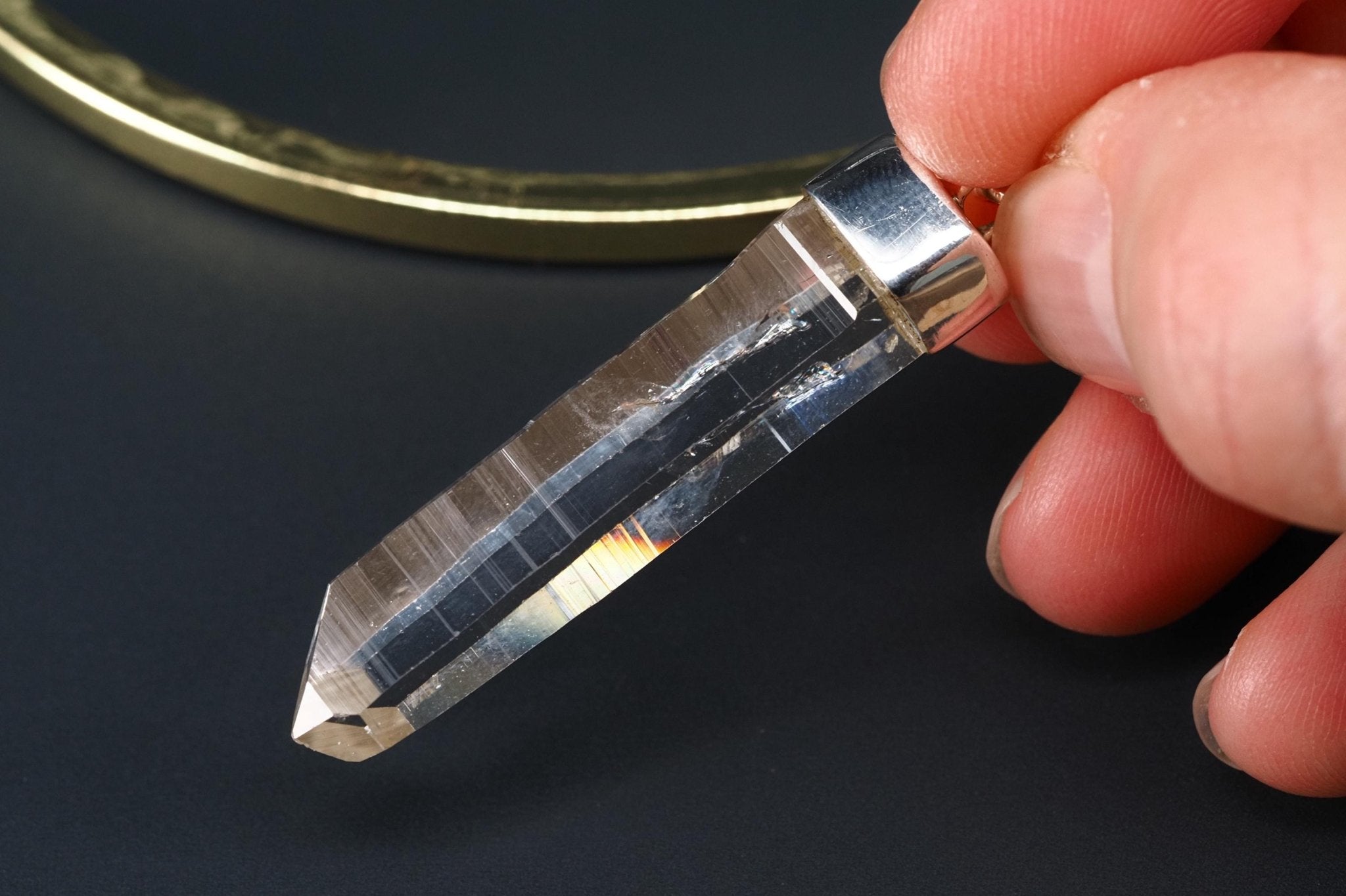 Lemurien Bergkristall Anhänger Silber Länge 50mm mit Öse