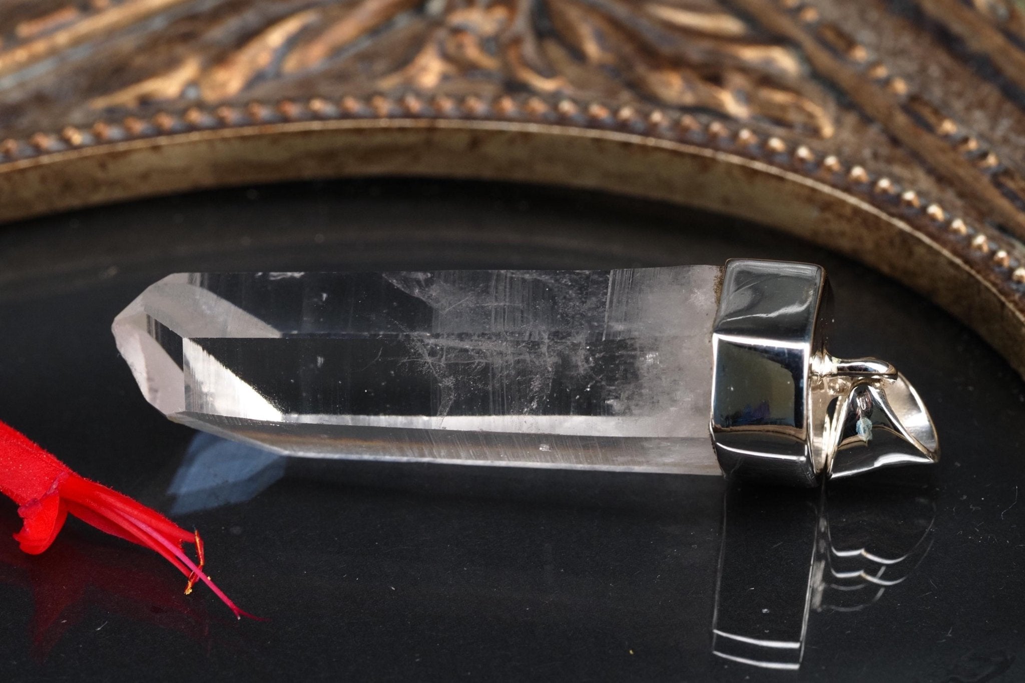 Lemurien Bergkristall Anhänger Silber Länge 50mm mit Öse