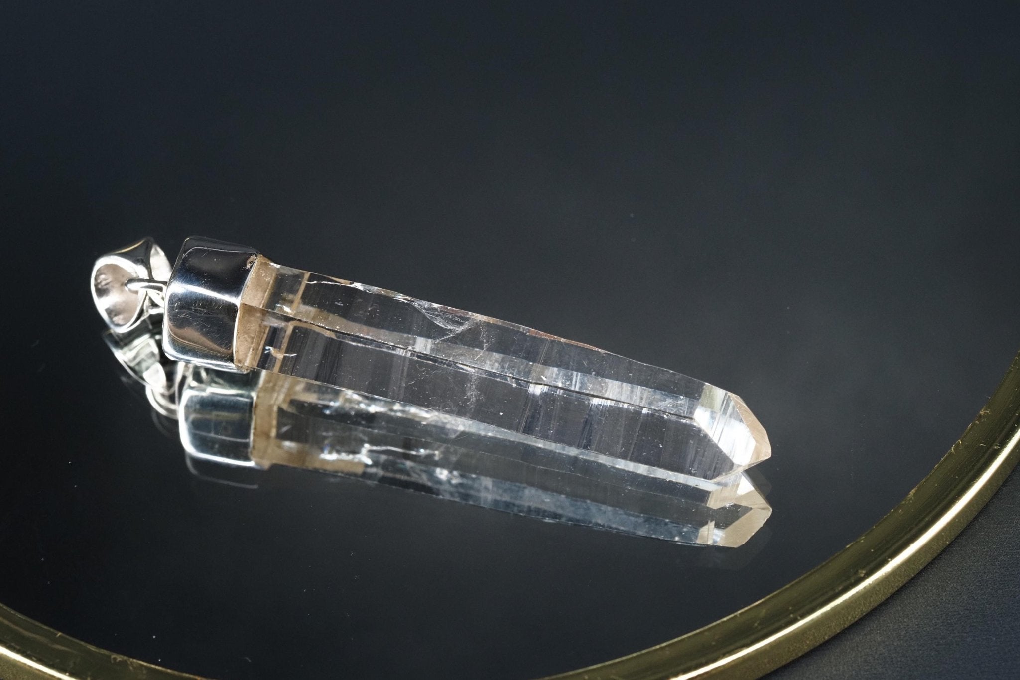 Lemurien Bergkristall Anhänger Silber Länge 50mm mit Öse