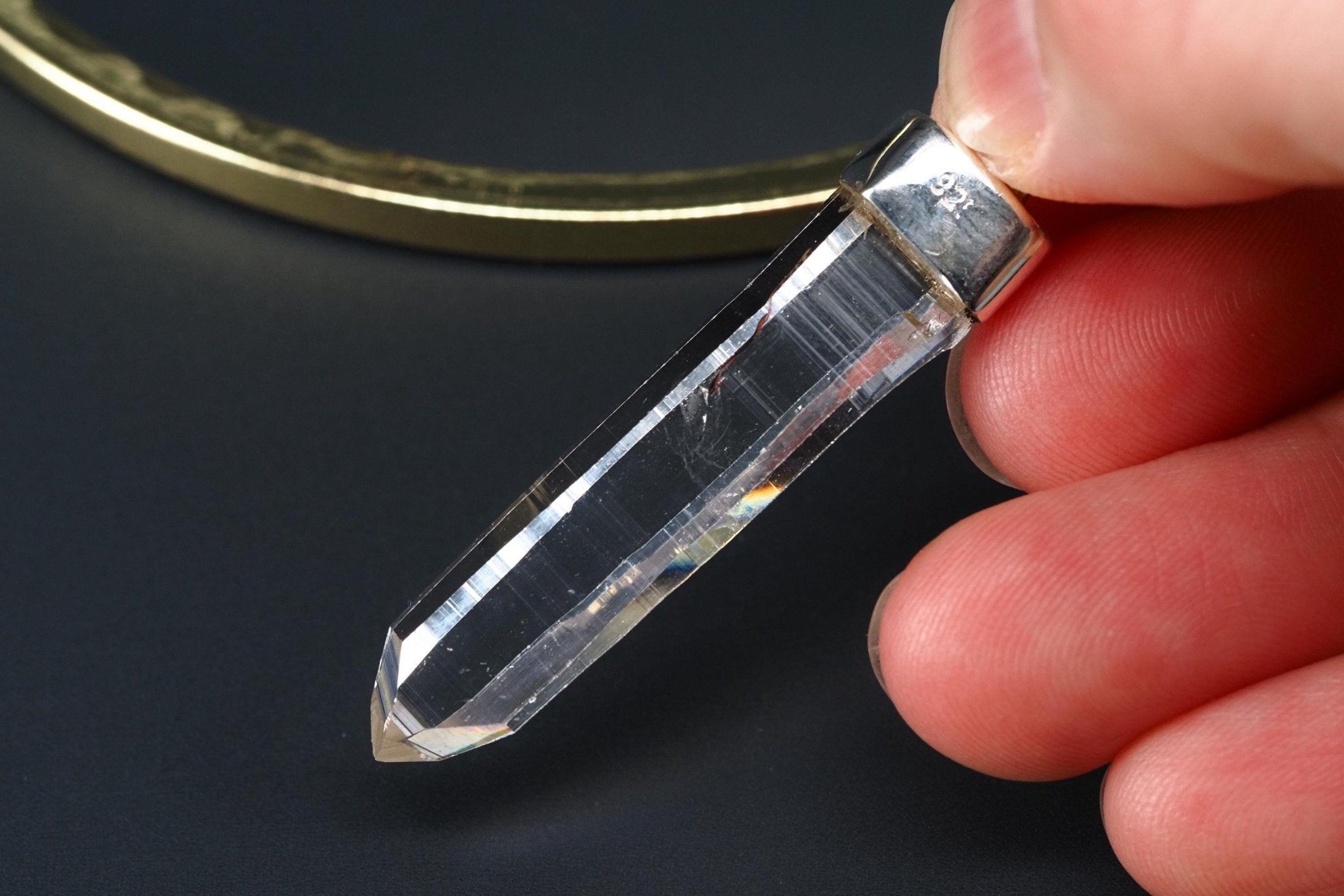 Lemurien Bergkristall Anhänger Silber Länge 50mm mit Öse