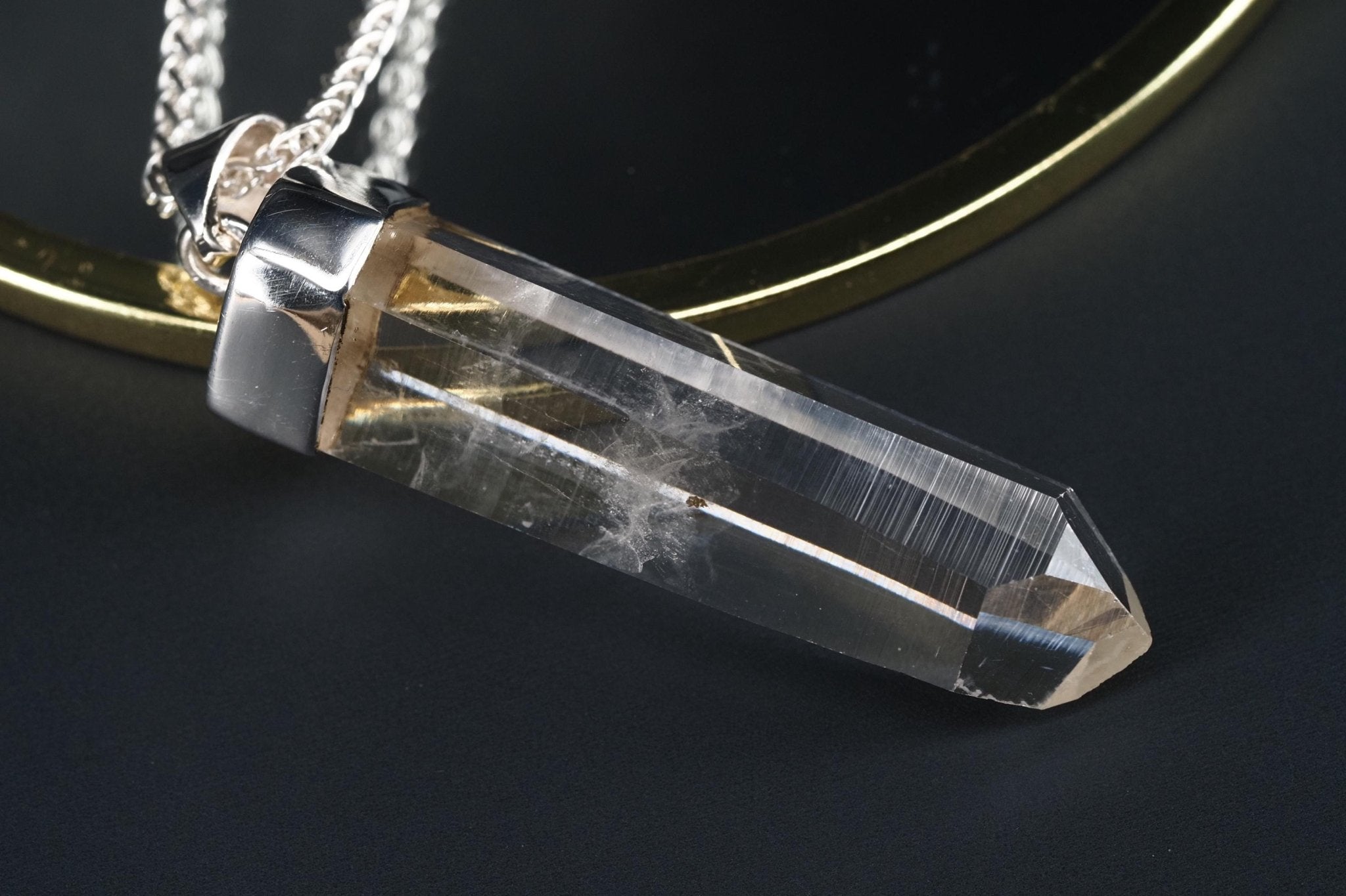 Lemurien Bergkristall Anhänger Silber Länge 54,7mm mit Öse