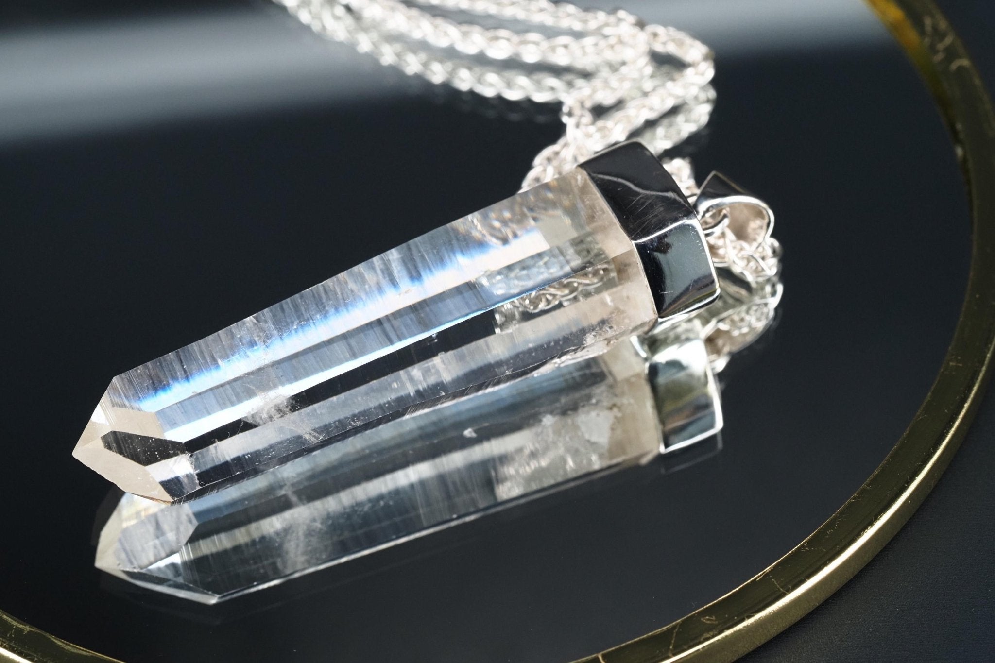 Lemurien Bergkristall Anhänger Silber Länge 59mm mit Öse