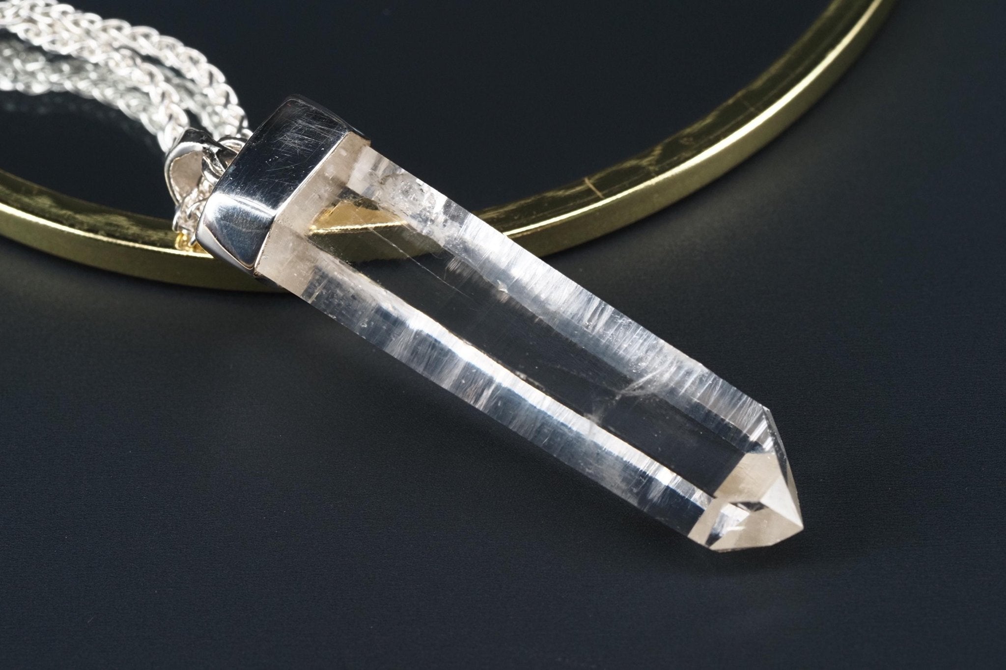 Lemurien Bergkristall Anhänger Silber Länge 59mm mit Öse