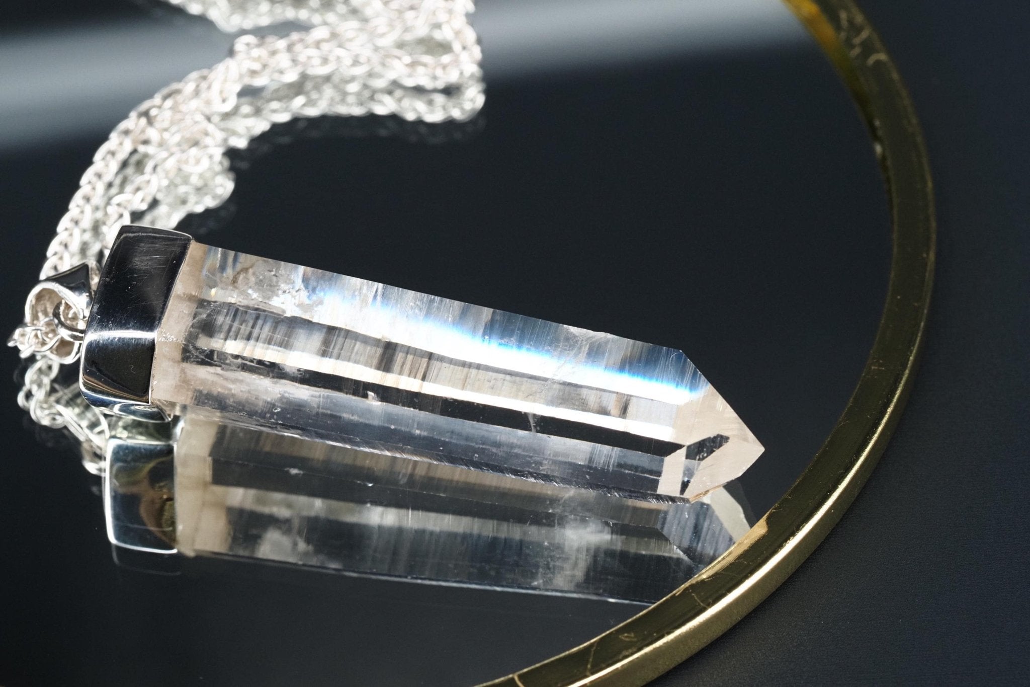 Lemurien Bergkristall Anhänger Silber Länge 59mm mit Öse