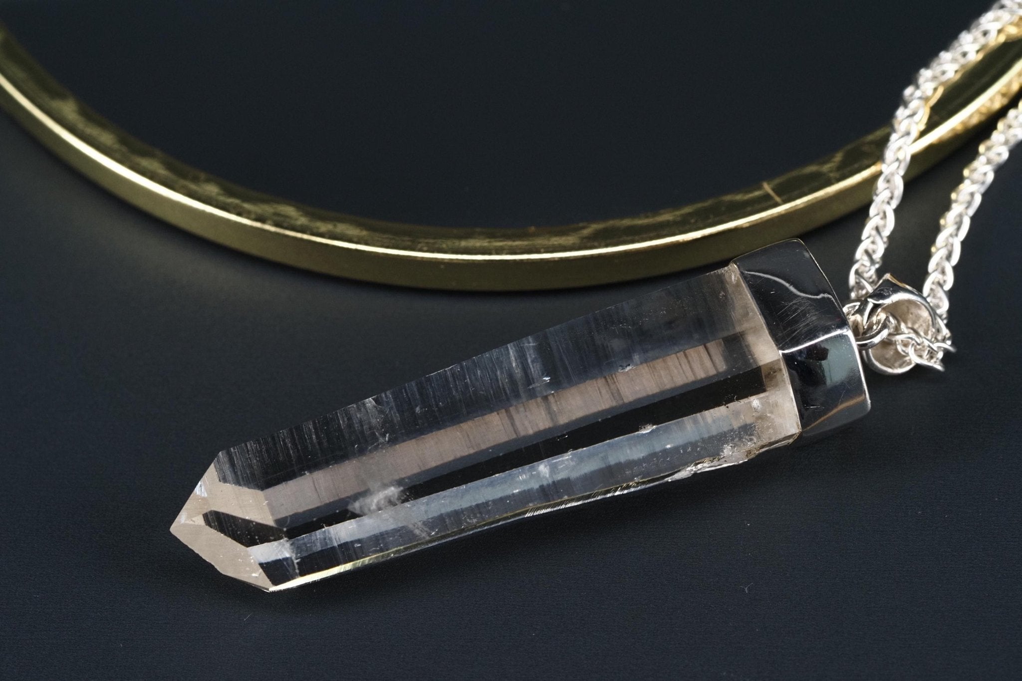 Lemurien Bergkristall Anhänger Silber Länge 59mm mit Öse