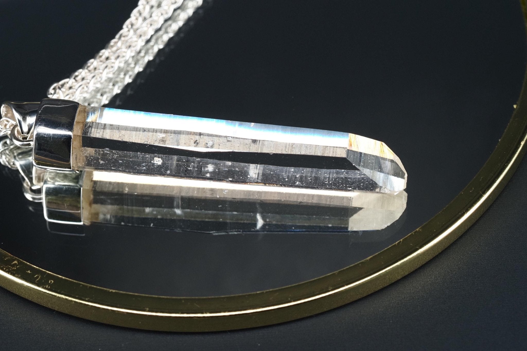 Lemurien Bergkristall Anhänger Silber Länge 60,2mm mit Öse