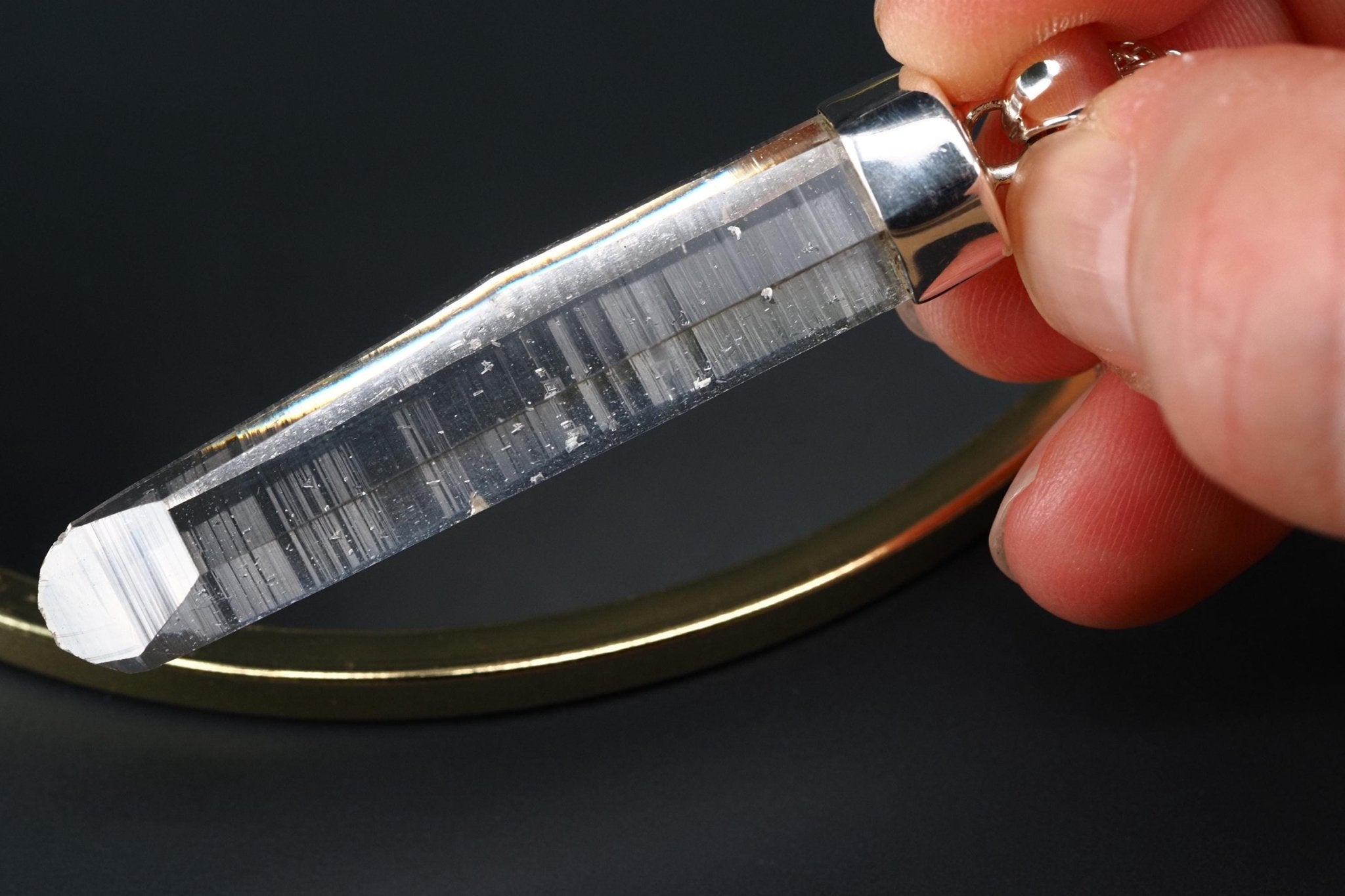 Lemurien Bergkristall Anhänger Silber Länge 60,2mm mit Öse