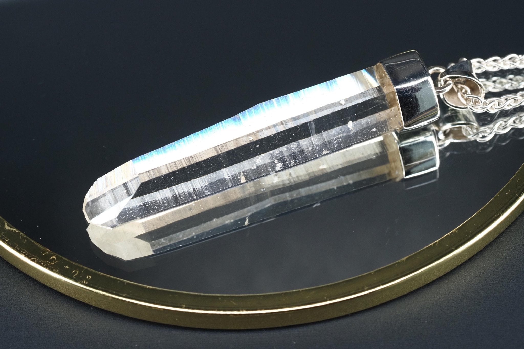 Lemurien Bergkristall Anhänger Silber Länge 60,2mm mit Öse