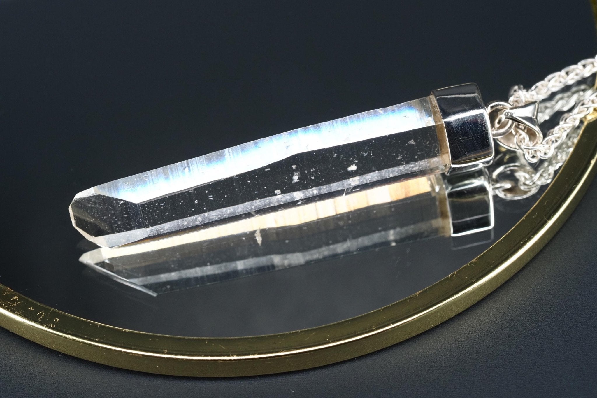 Lemurien Bergkristall Anhänger Silber Länge 60,2mm mit Öse