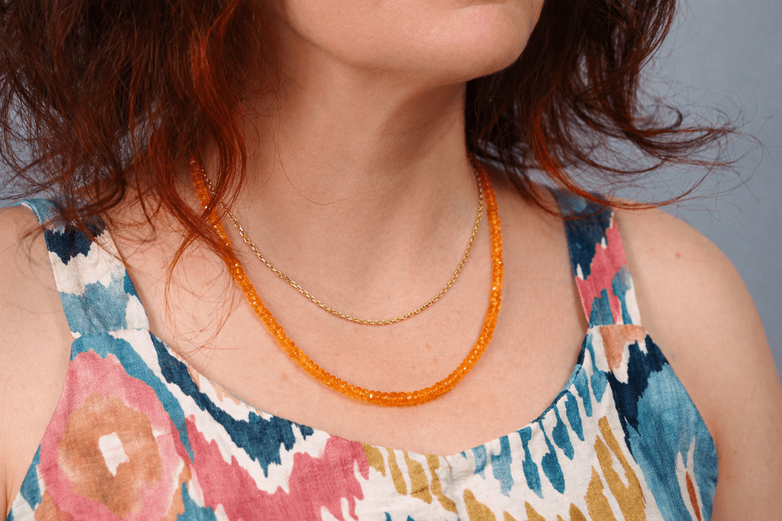 Mandarin Granat Kette 925 Silber – leuchtend & selten