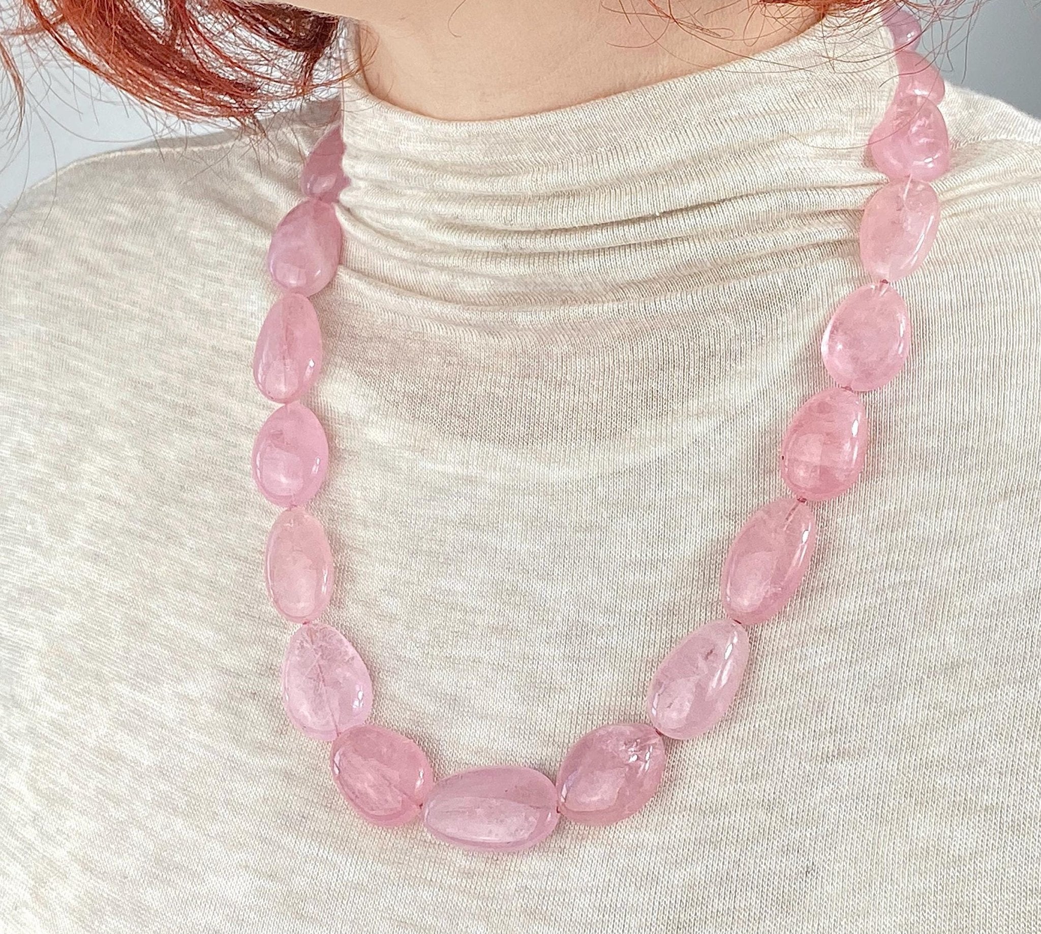 Morganit Kette rosa Edelstein Collier in AAA Qualität