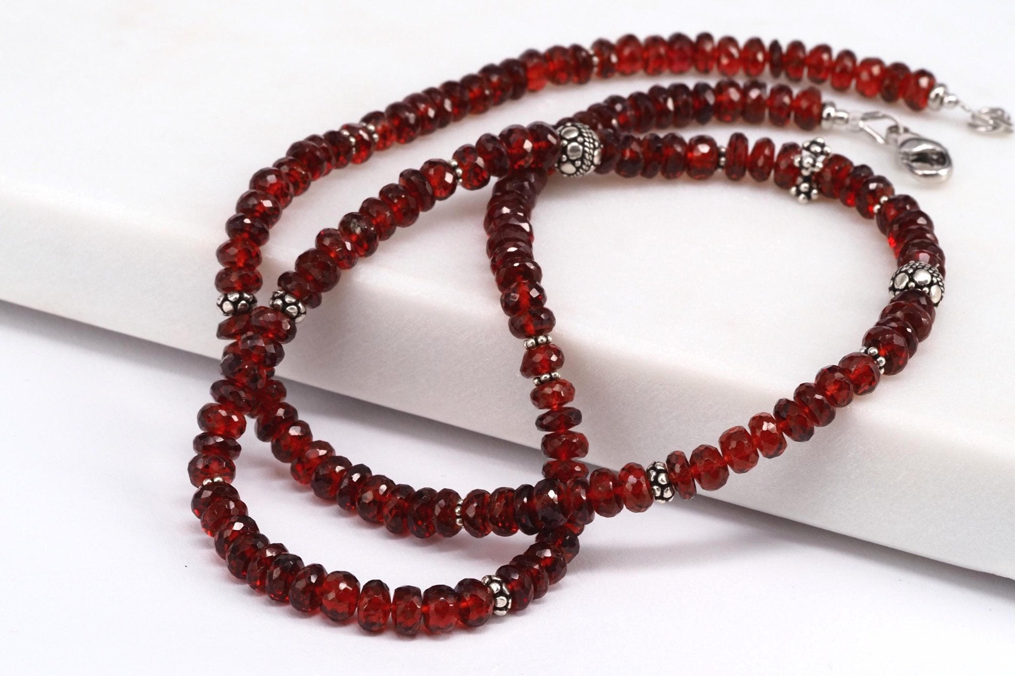 Mosambik Granat Silber Kette rotes Edelstein Collier