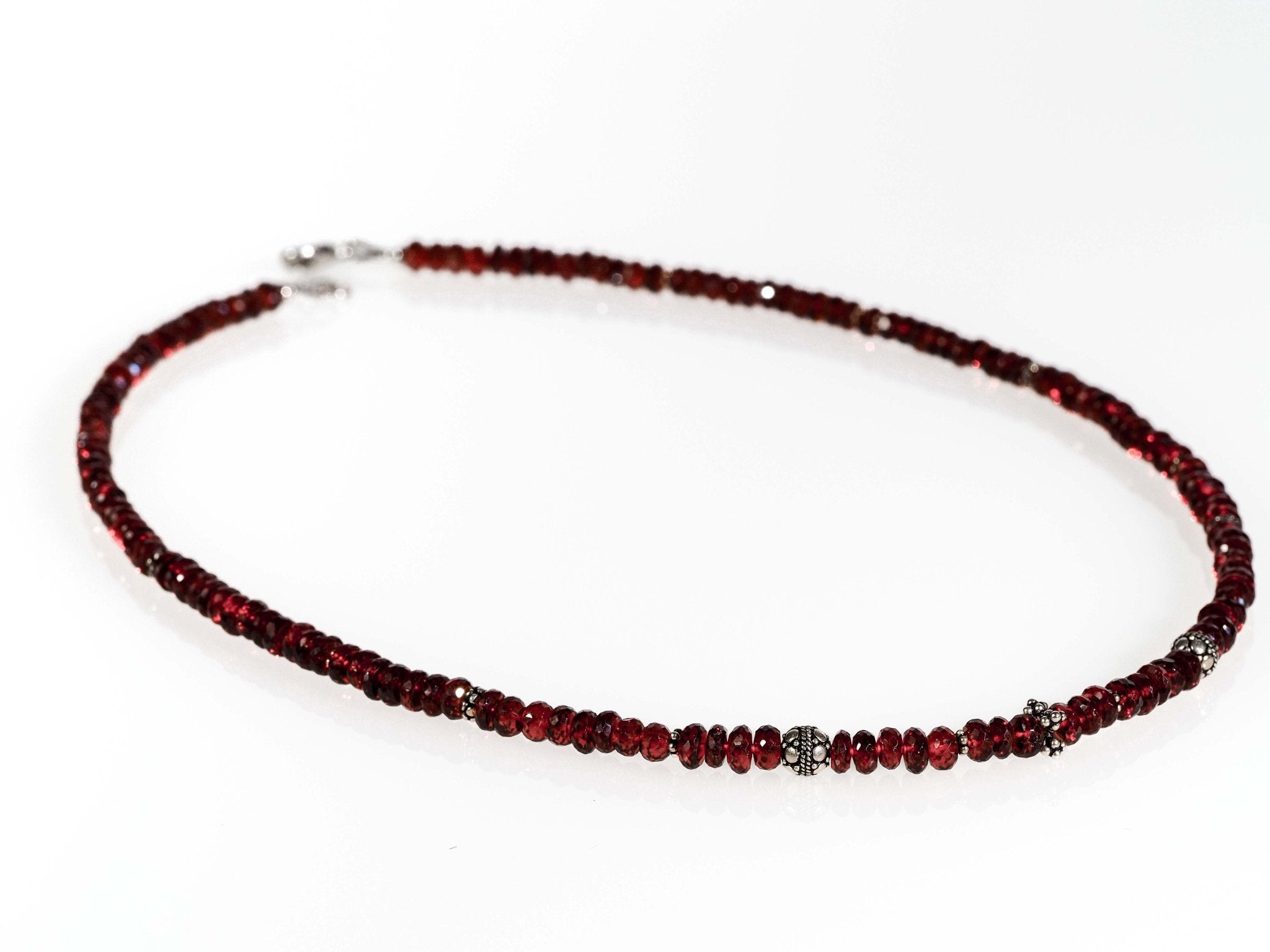 Mosambik Granat Silber Kette rotes Edelstein Collier