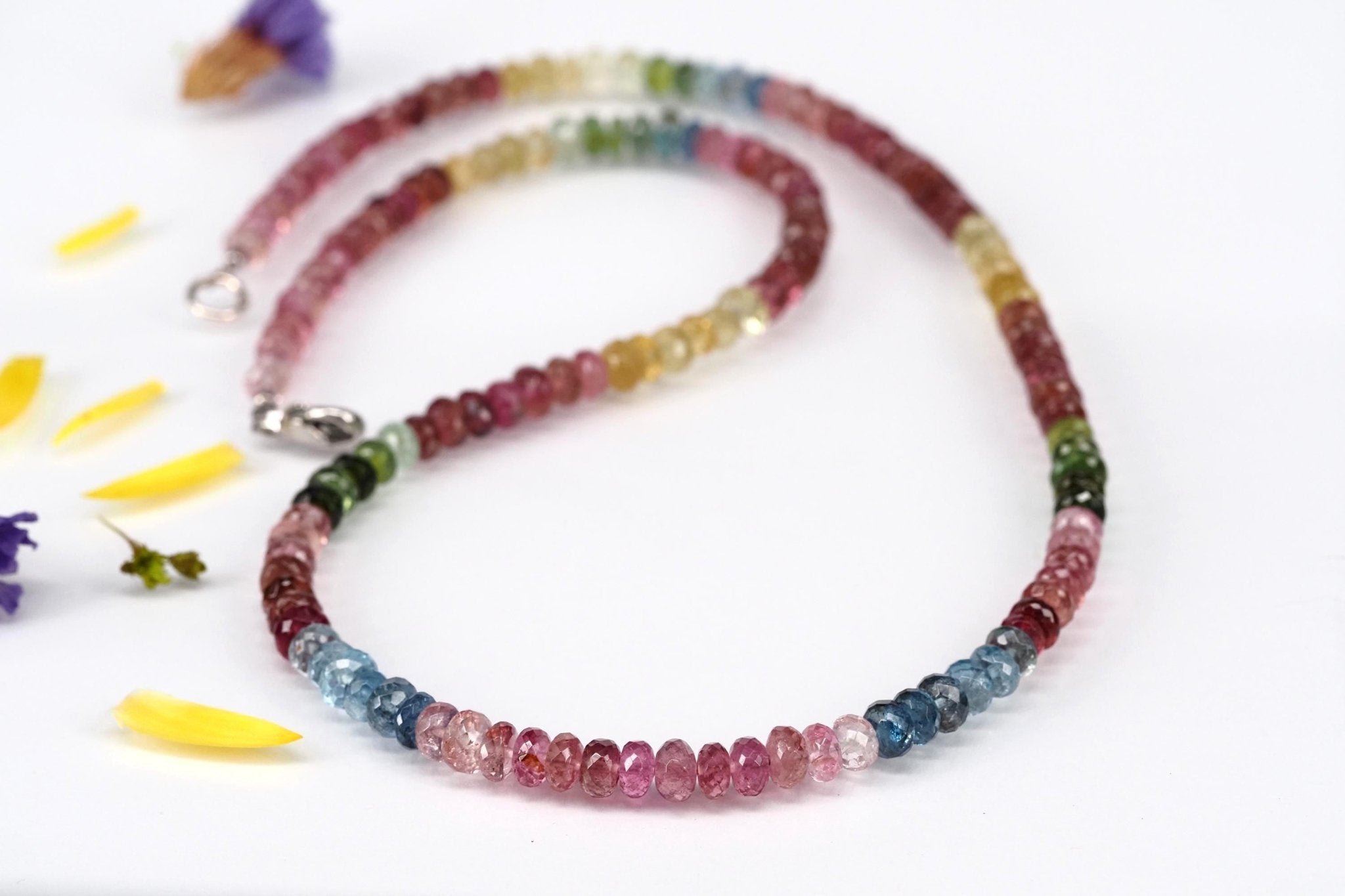 Multicolor Turmalin Halskette facettiert 46 cm lang