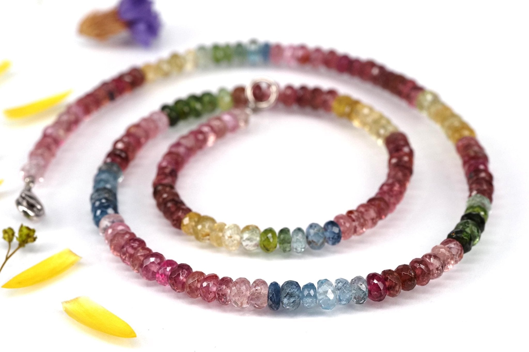 Multicolor Turmalin Halskette facettiert 46 cm lang