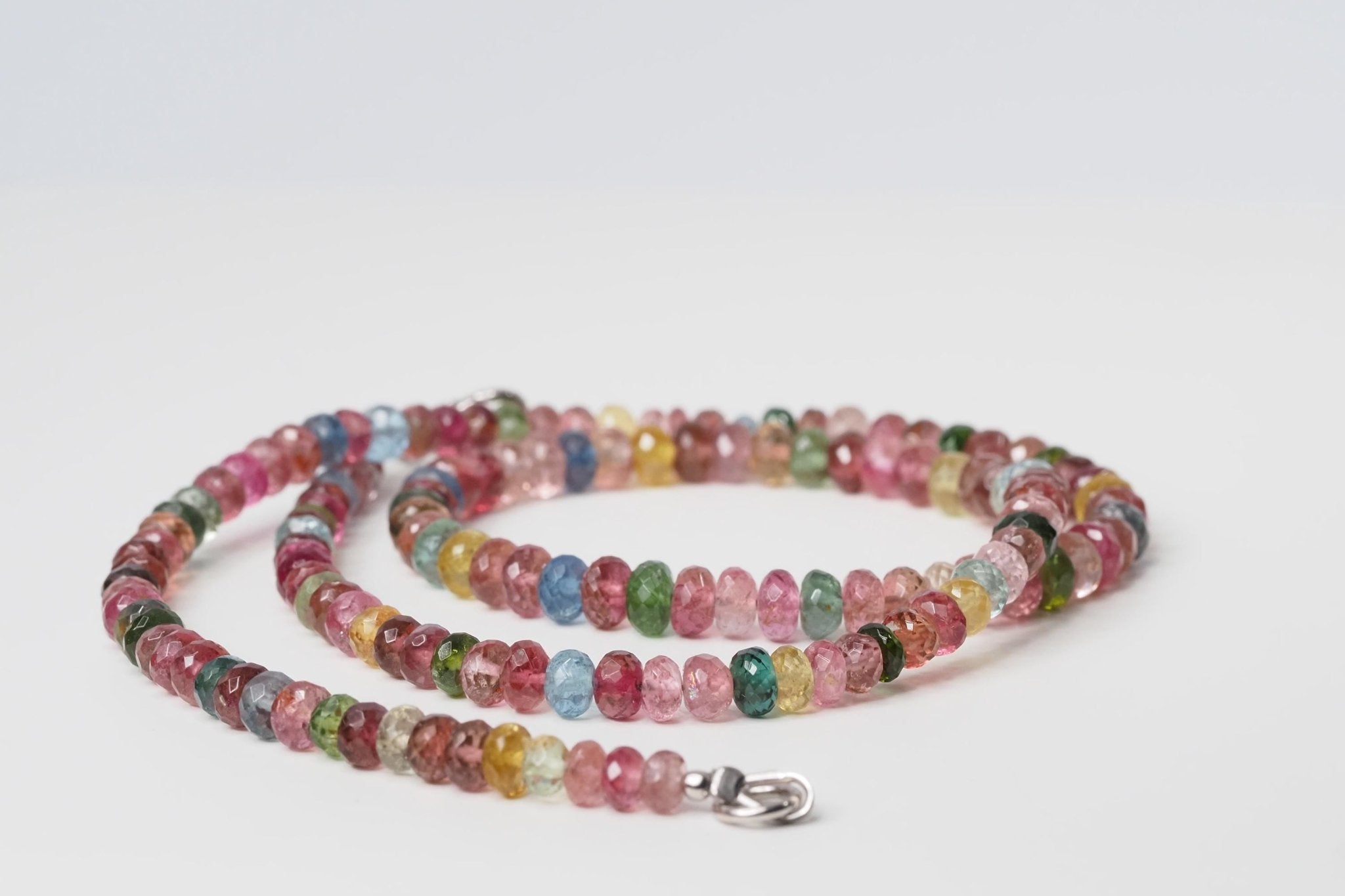 Multicolor Turmalin Kette blau rosa Edelstein Collier