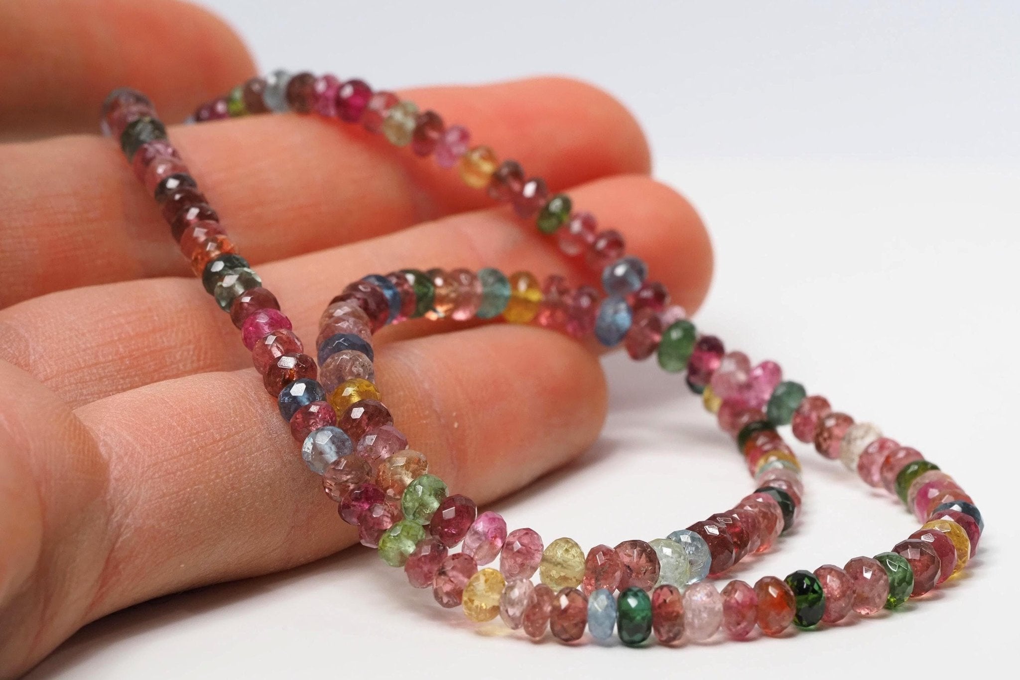 Multicolor Turmalin Kette blau rosa Edelstein Collier