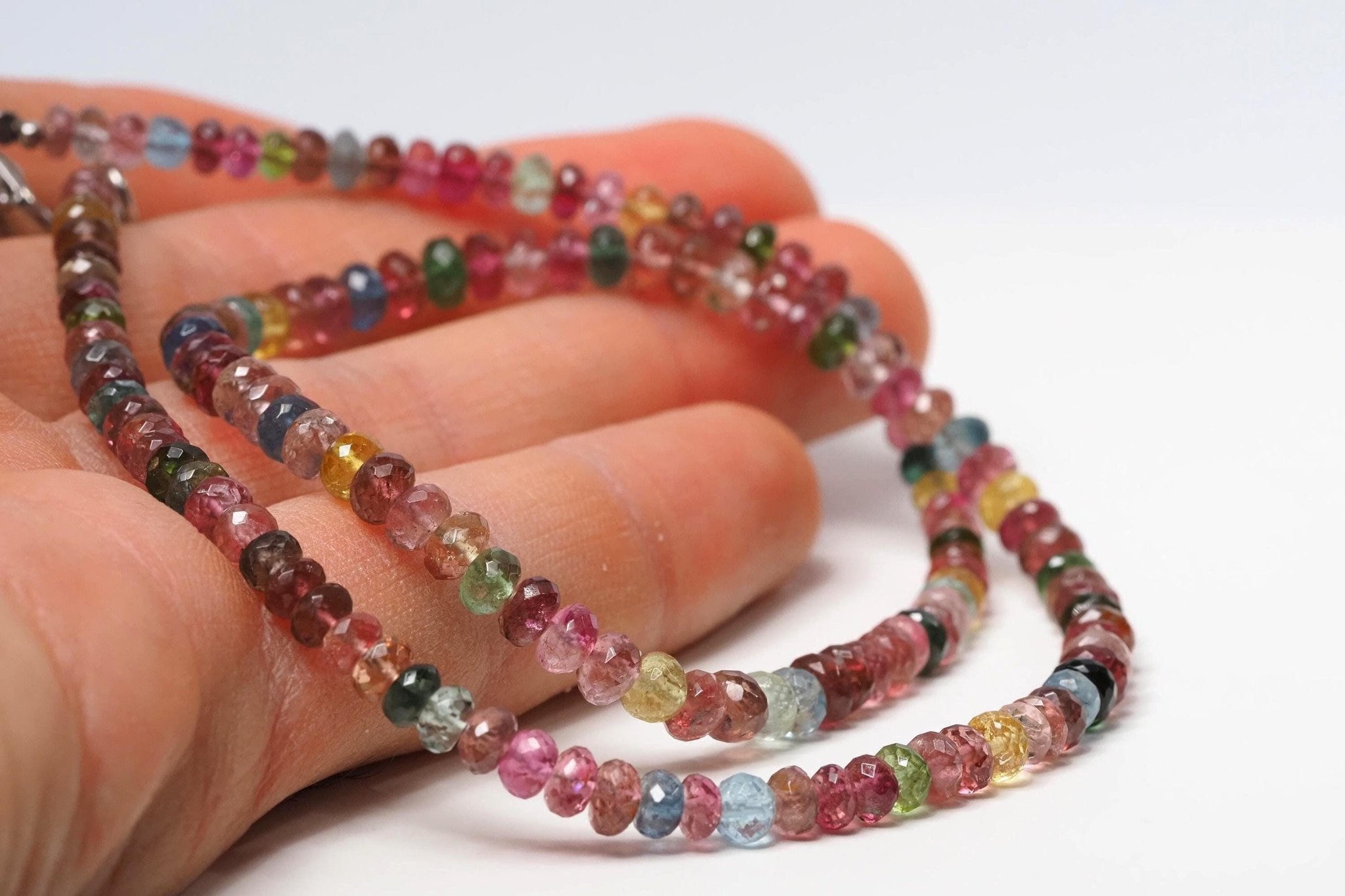 Multicolor Turmalin Kette blau rosa Edelstein Collier