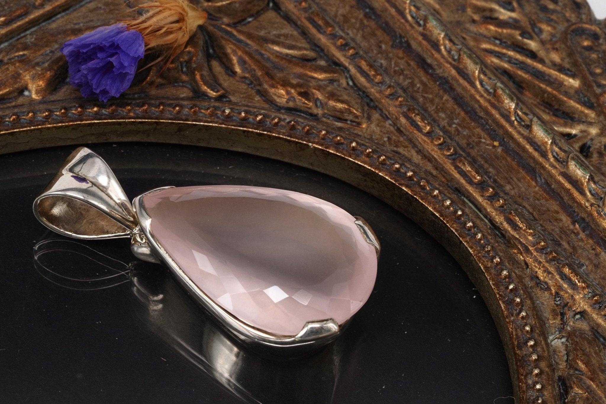 Natürlicher fantastischer Rosenquarz Anhänger Silber