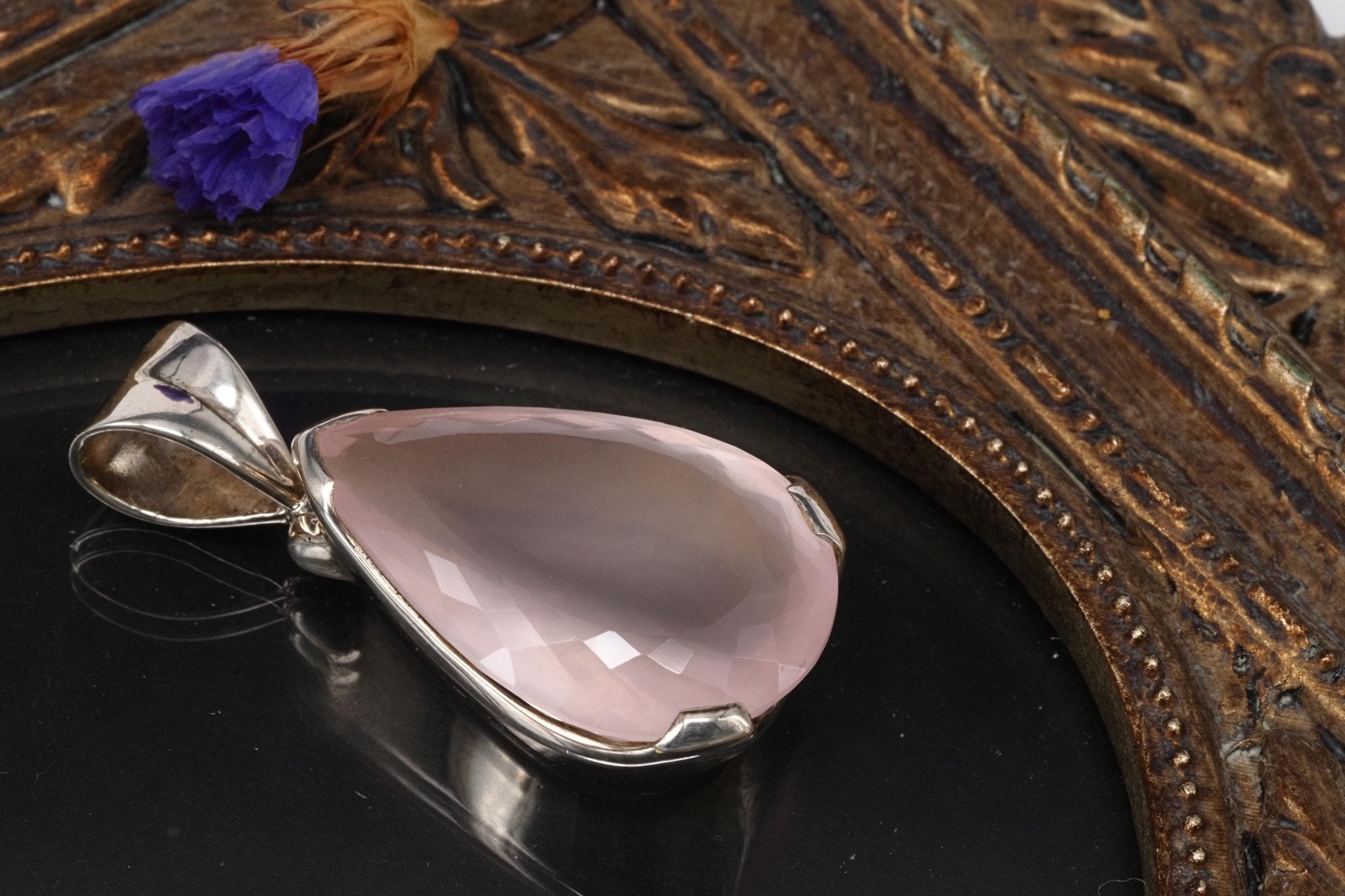 Natürlicher fantastischer Rosenquarz Anhänger Silber