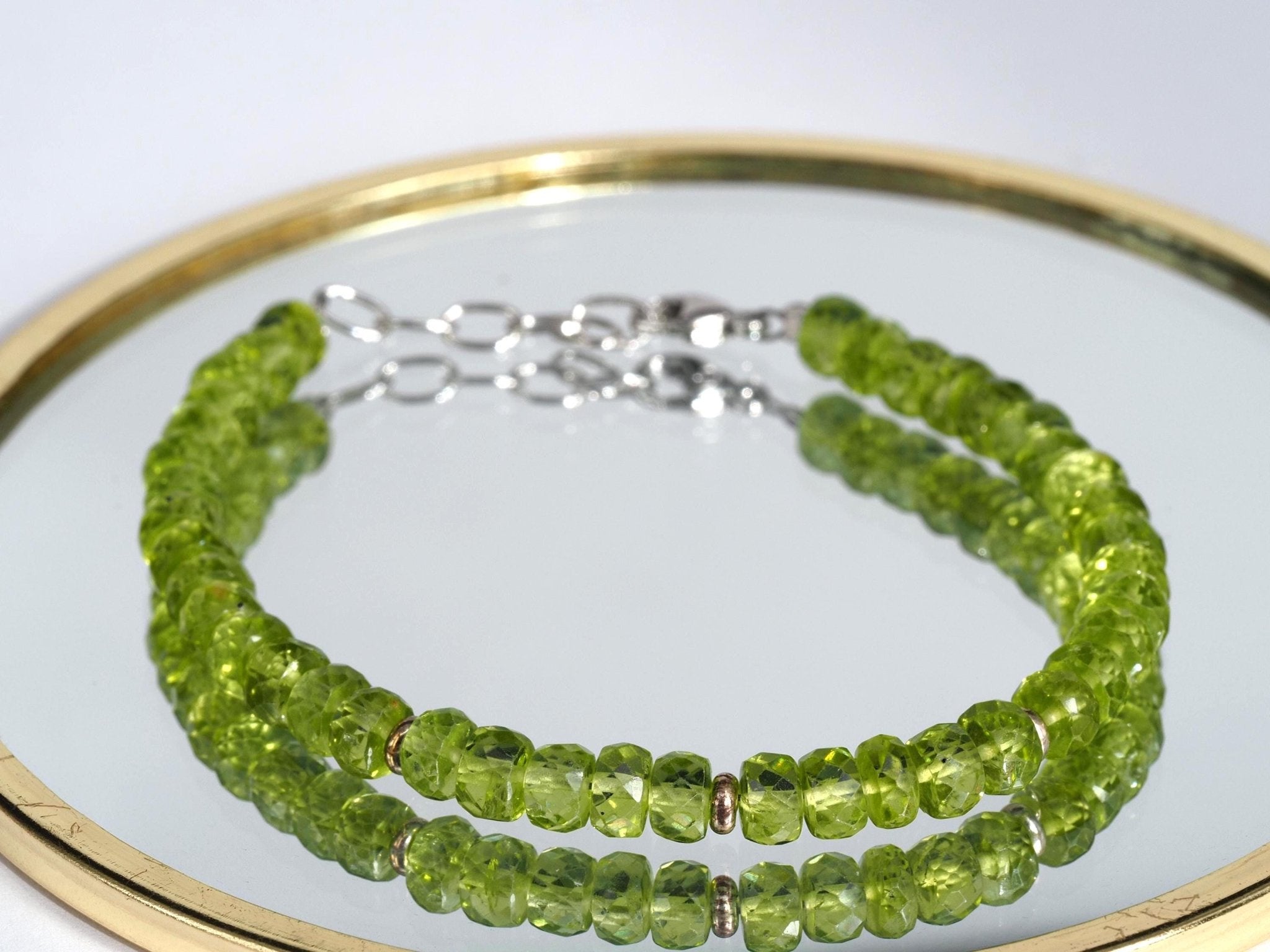 Peridot Armband grünes Edelsteinarmband 16,5 - 19,5 cm