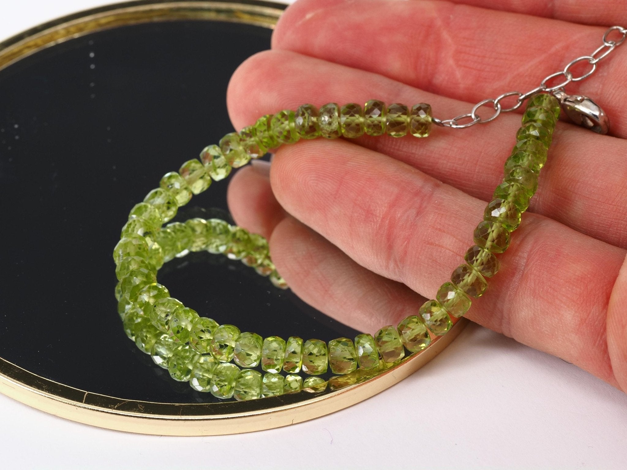 Peridot Armband grünes Edelsteinarmband 18,5 - 22cm