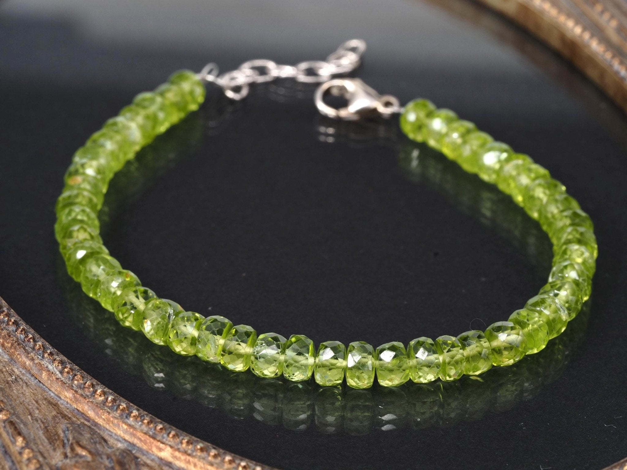 Peridot Armband grünes Edelsteinarmband 18,5 - 22cm
