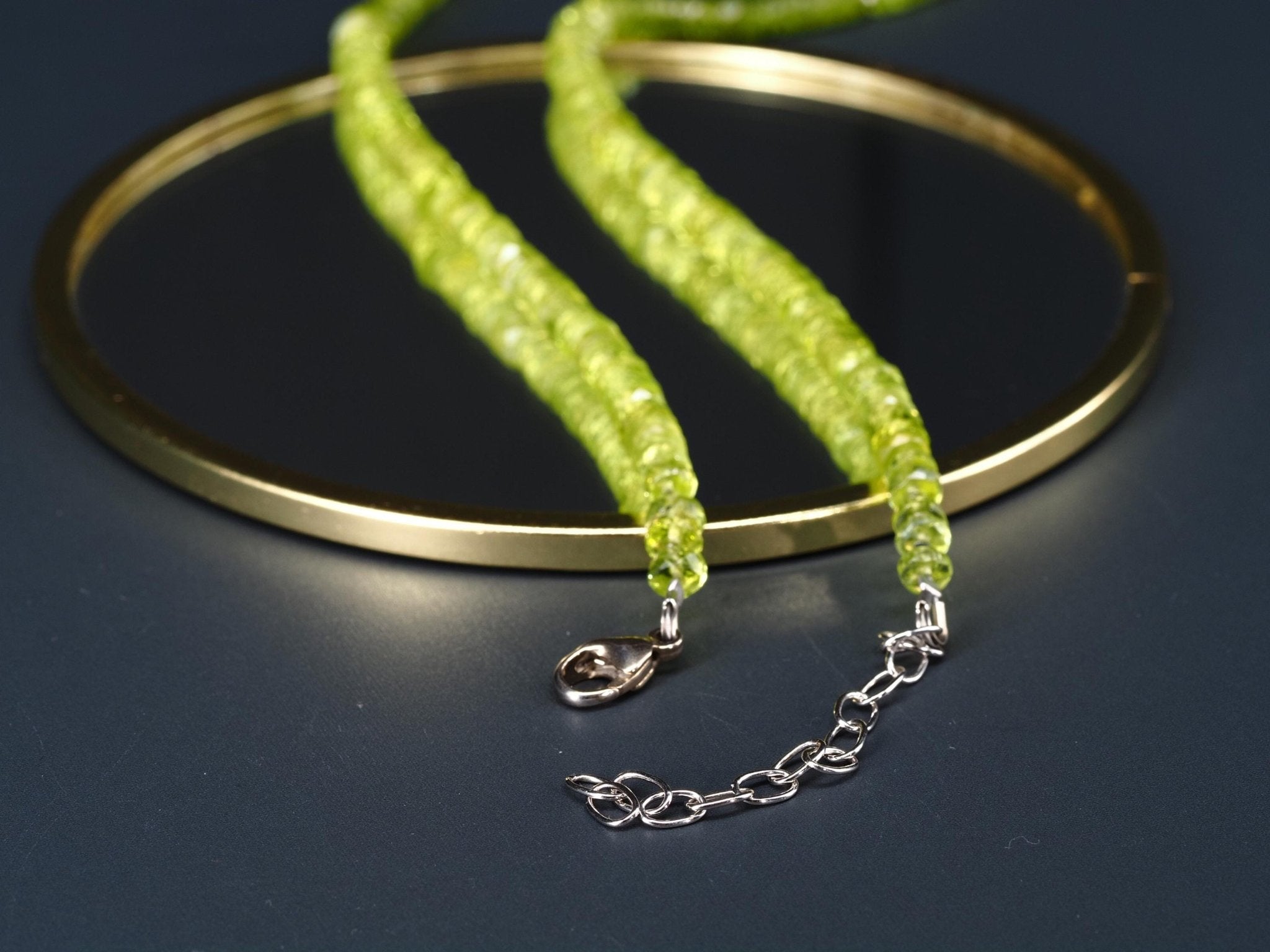 Peridot Kette facettiert – natürliche grüne Edelsteinkette mit 925 Silber Verschluss