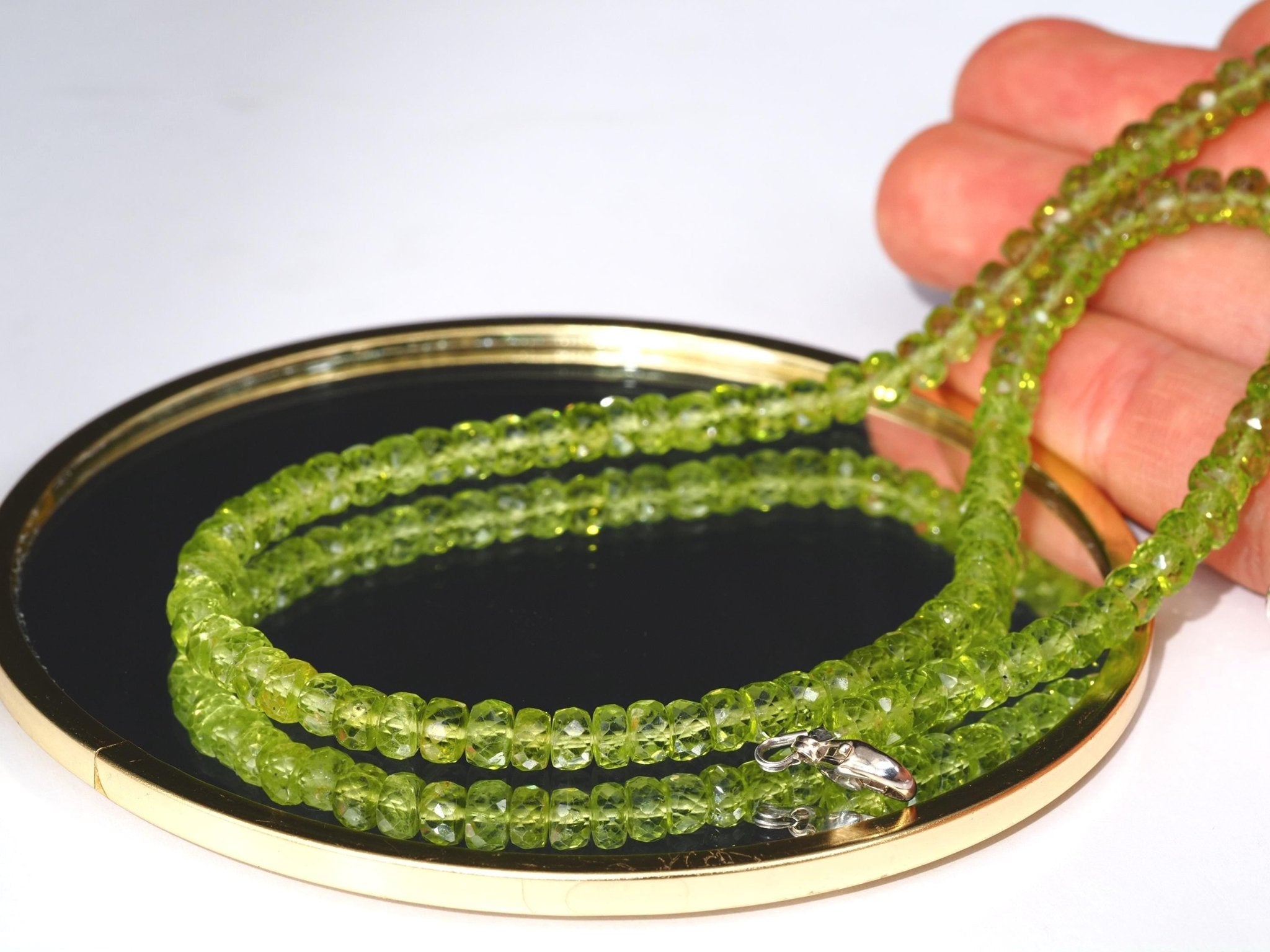 Peridot Kette grün 42,5cm plus 5cm Sterling Silber