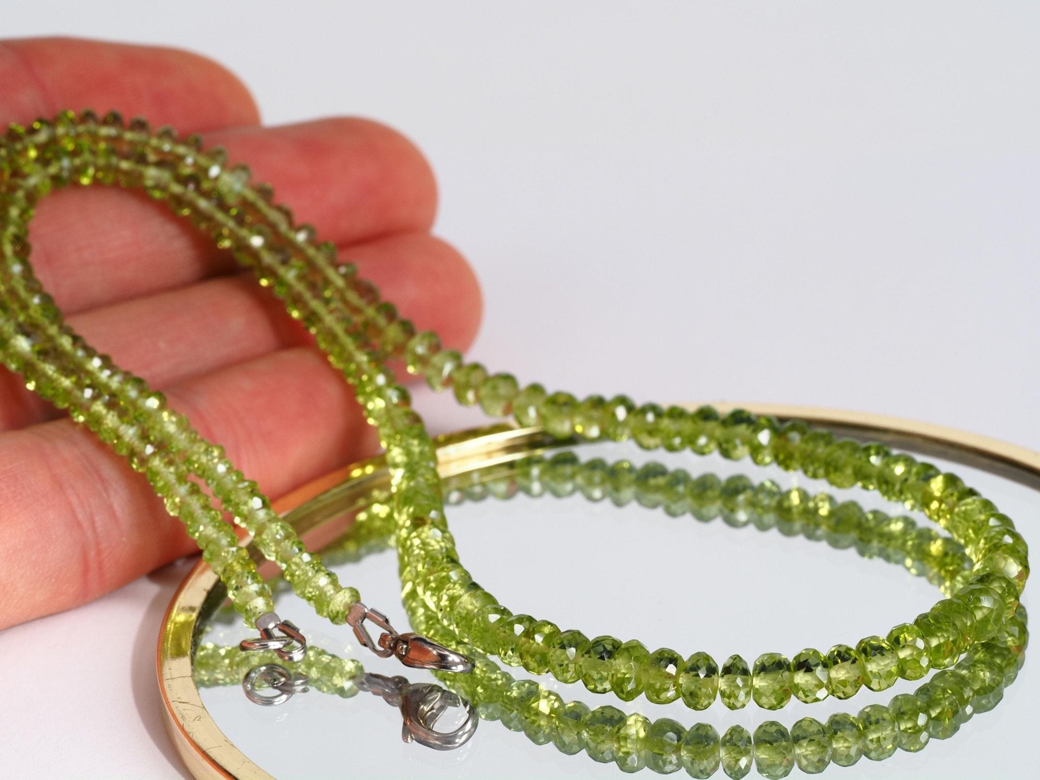 Peridot Kette grün 46cm Edelsteinkette Sterling Silber
