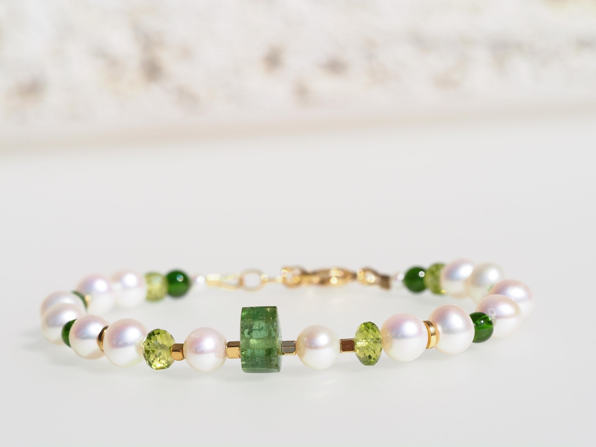 Perlen Armband mit Turmalin und Gold filled Verschluss