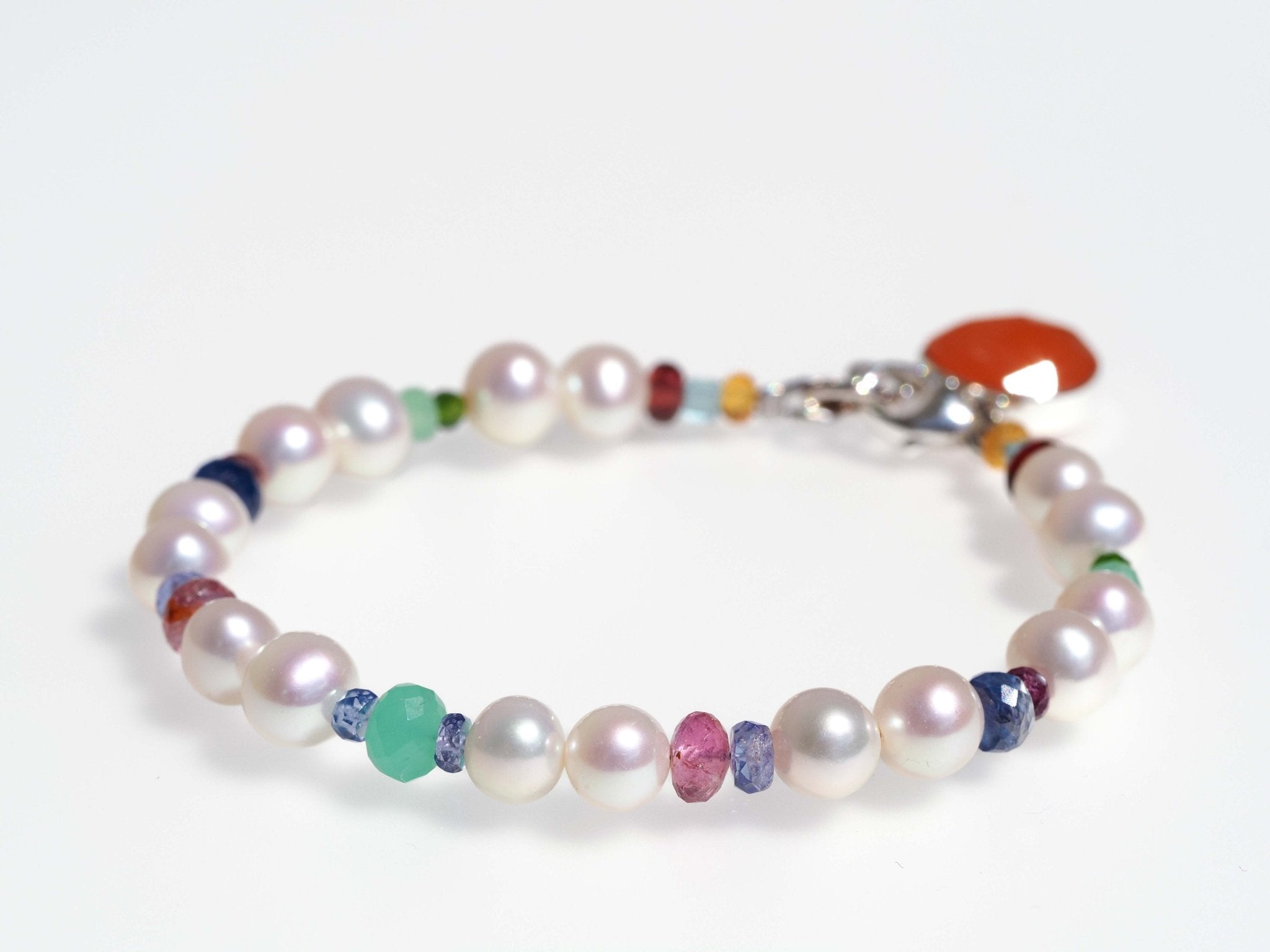 Perlen Edelstein Armband Multi Color – 925 Silber
