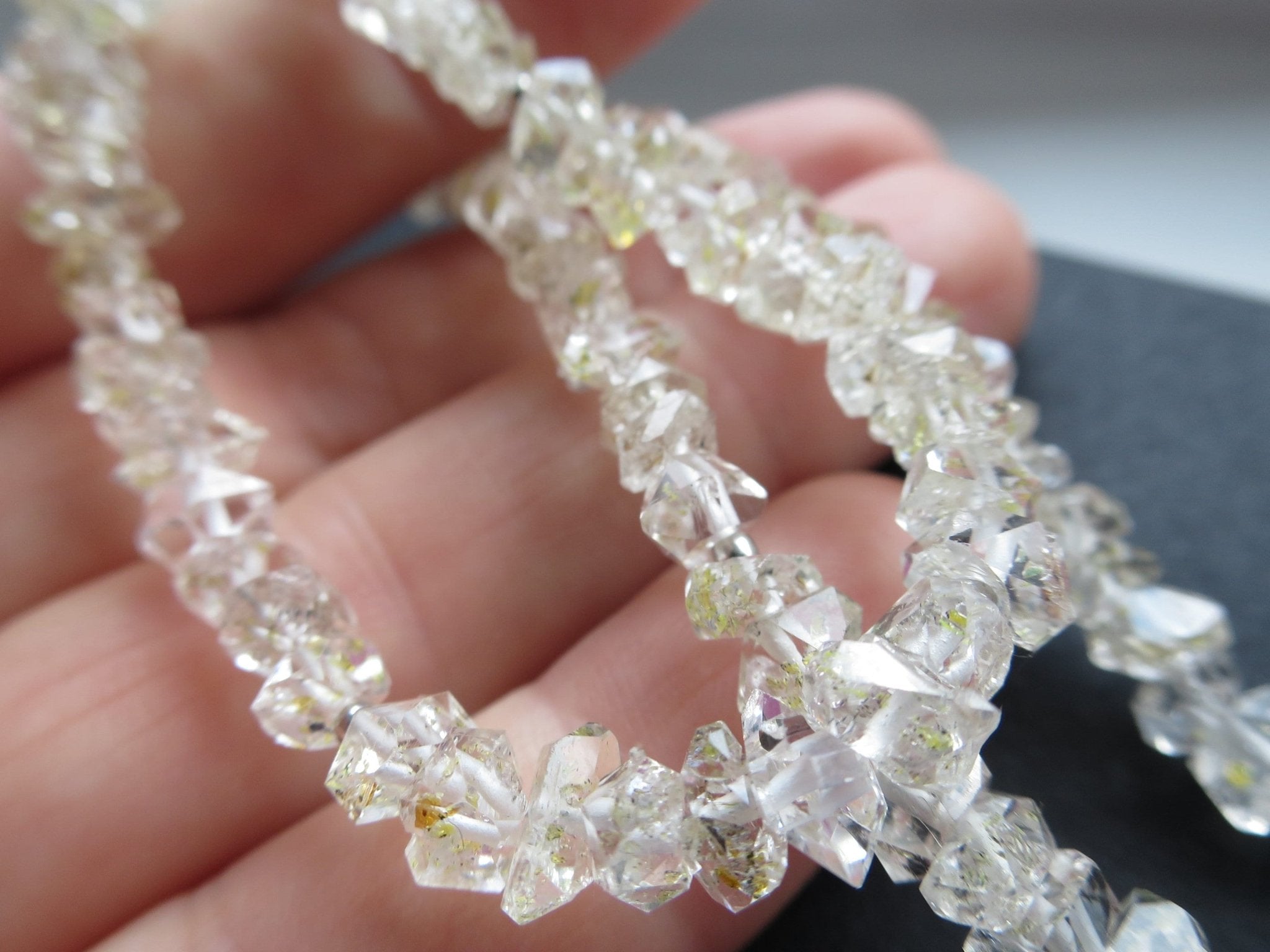 Petroleum Diamant Quarz Kette Herkimer Edelstein Collier