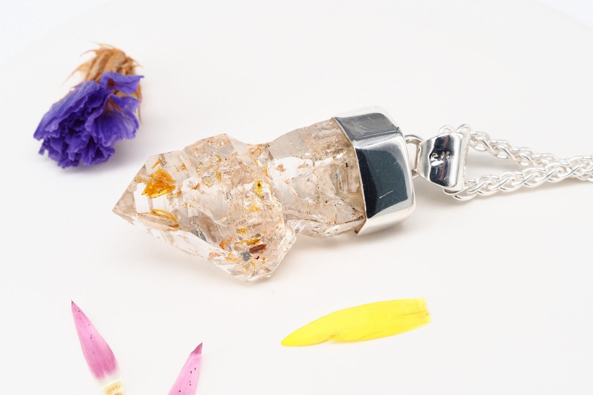 Petroleum Quarz Anhänger 39mm Lang Silber UV Zepter