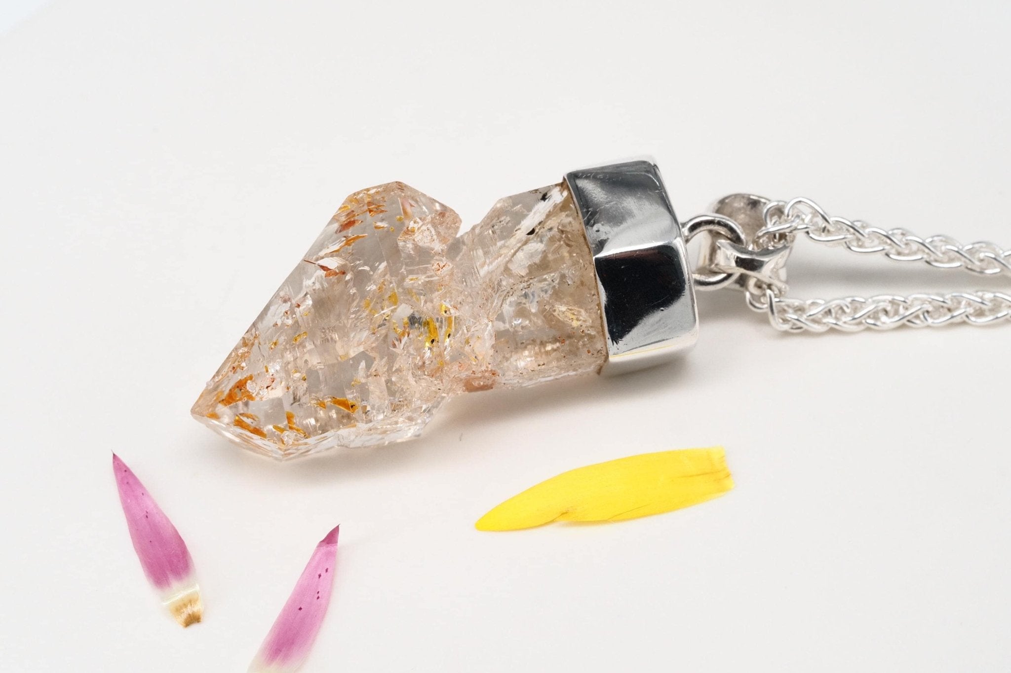 Petroleum Quarz Anhänger 39mm Lang Silber UV Zepter