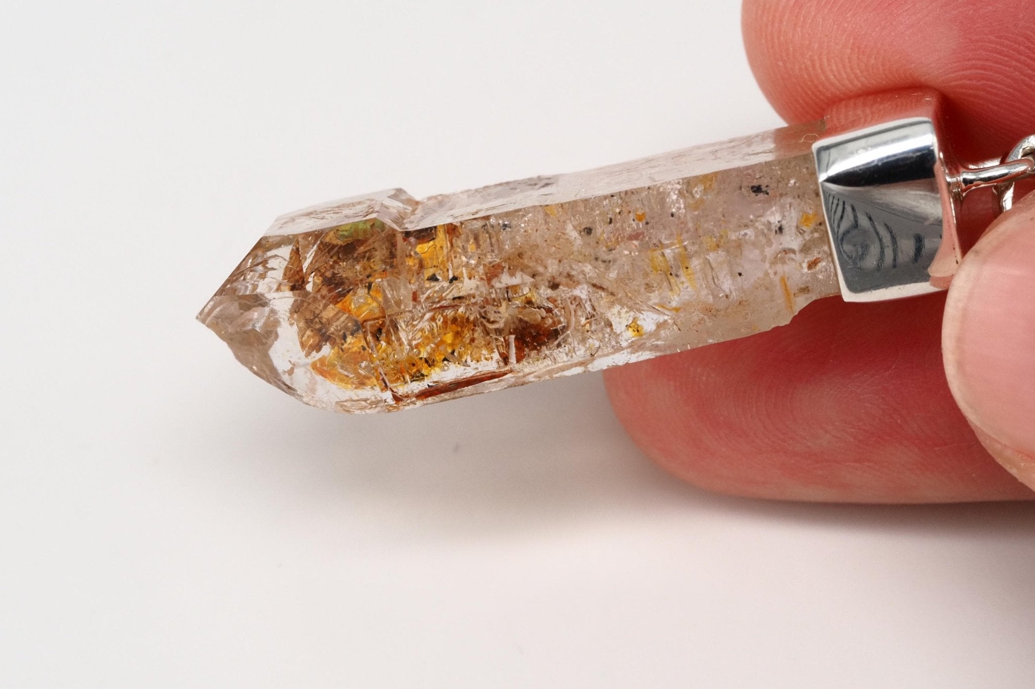 Petroleum Quarz Anhänger 47mm Lang Silber UV Kristall