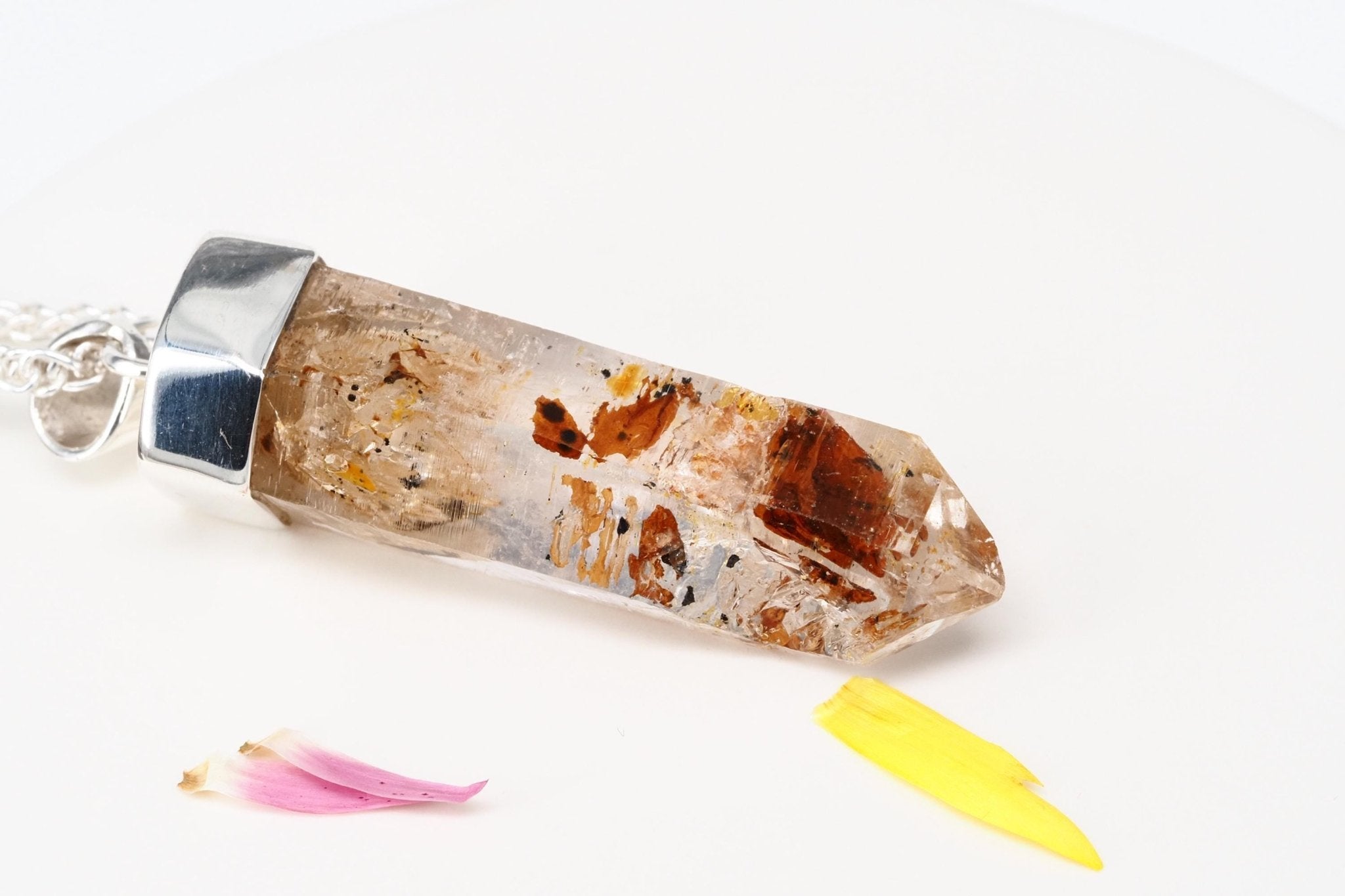 Petroleum Quarz Anhänger 49mm Lang Silber UV Kristall