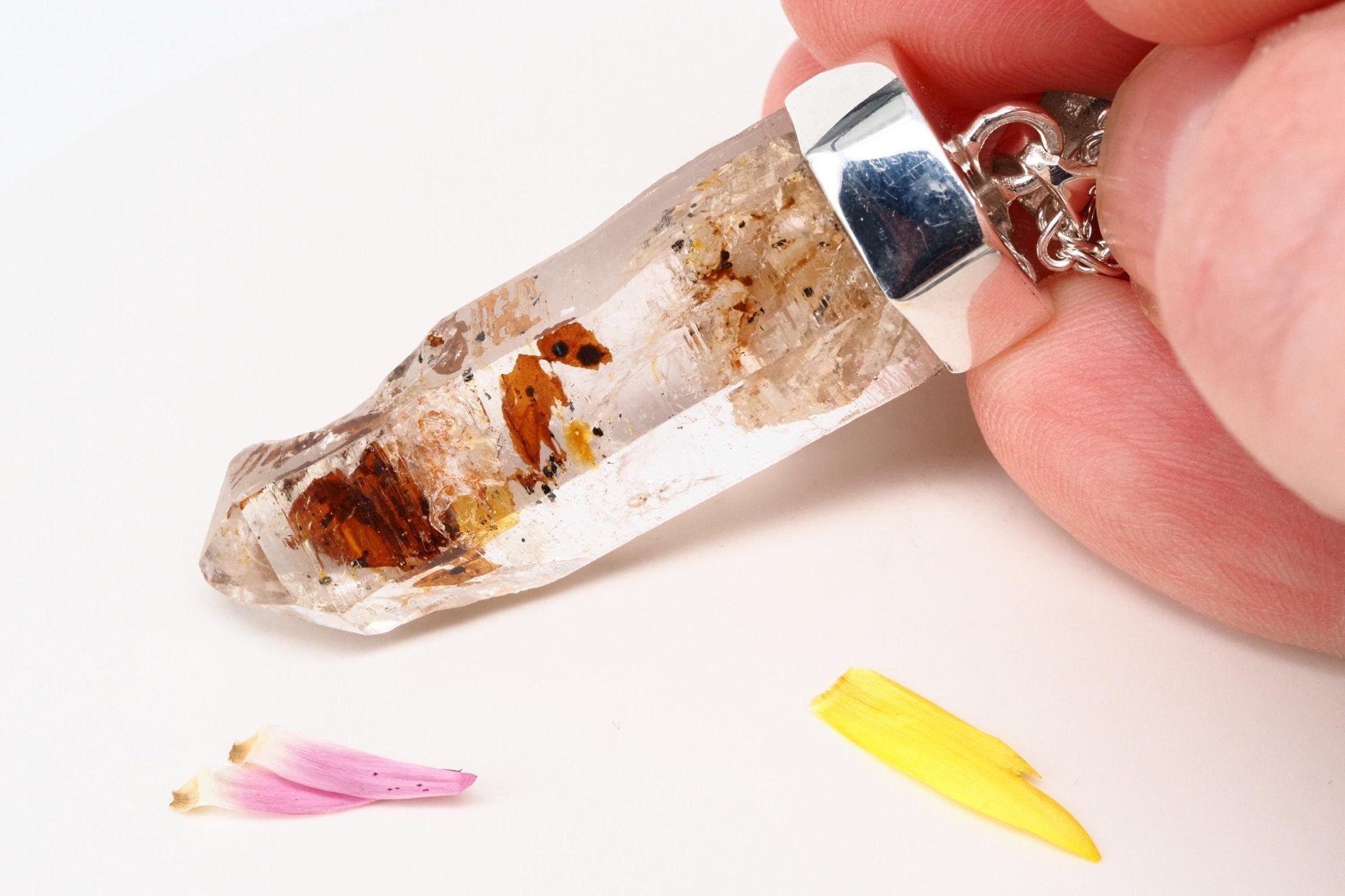 Petroleum Quarz Anhänger 49mm Lang Silber UV Kristall