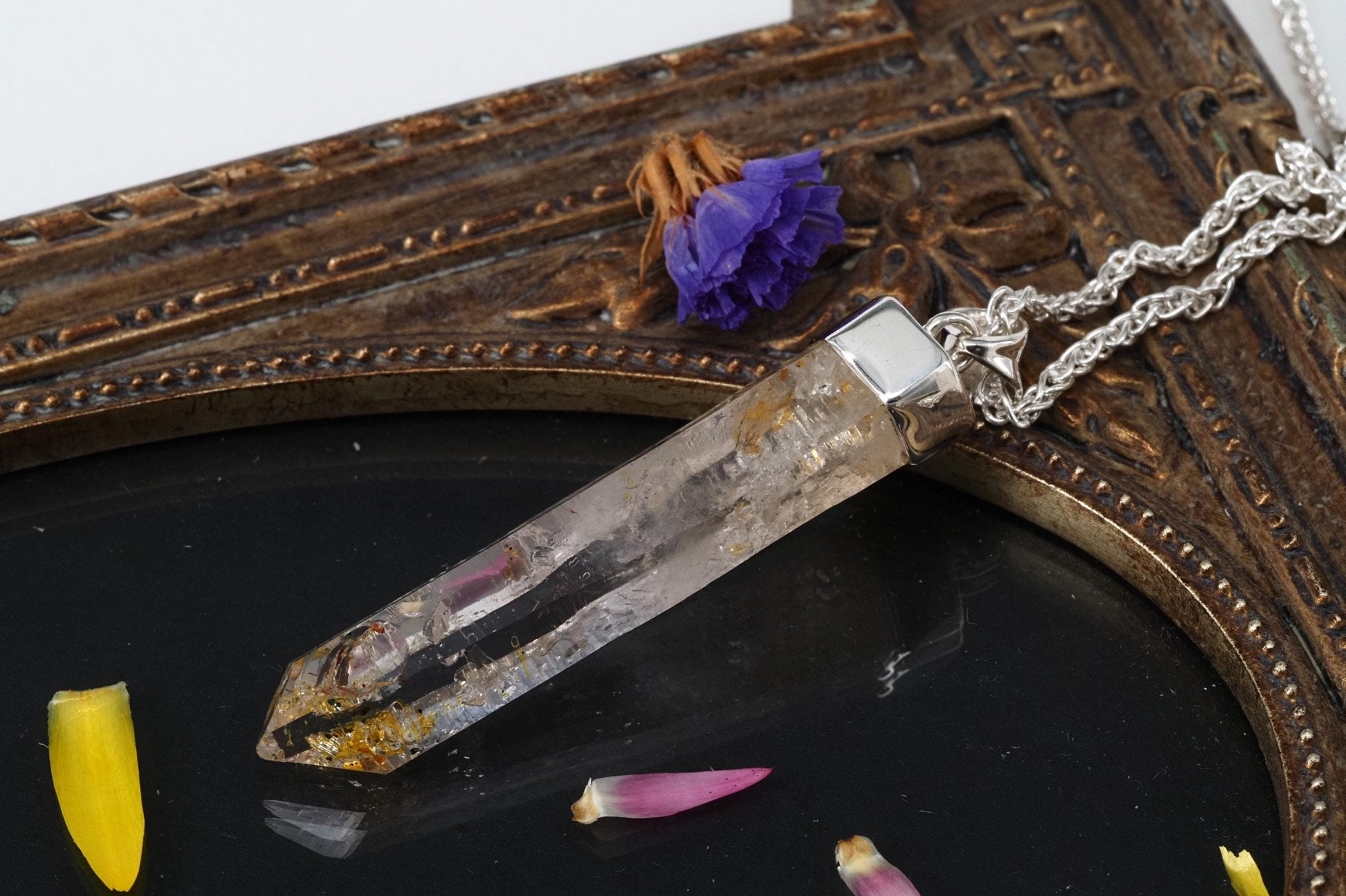 Petroleum Quarz Anhänger Firefly Silber UV Kristall