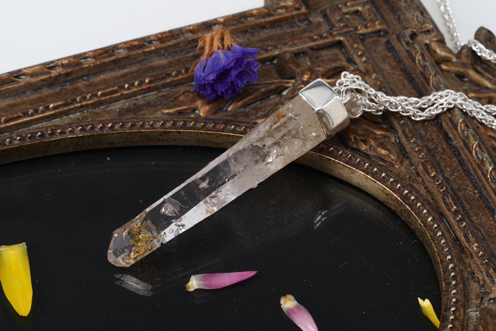 Petroleum Quarz Anhänger Firefly Silber UV Kristall