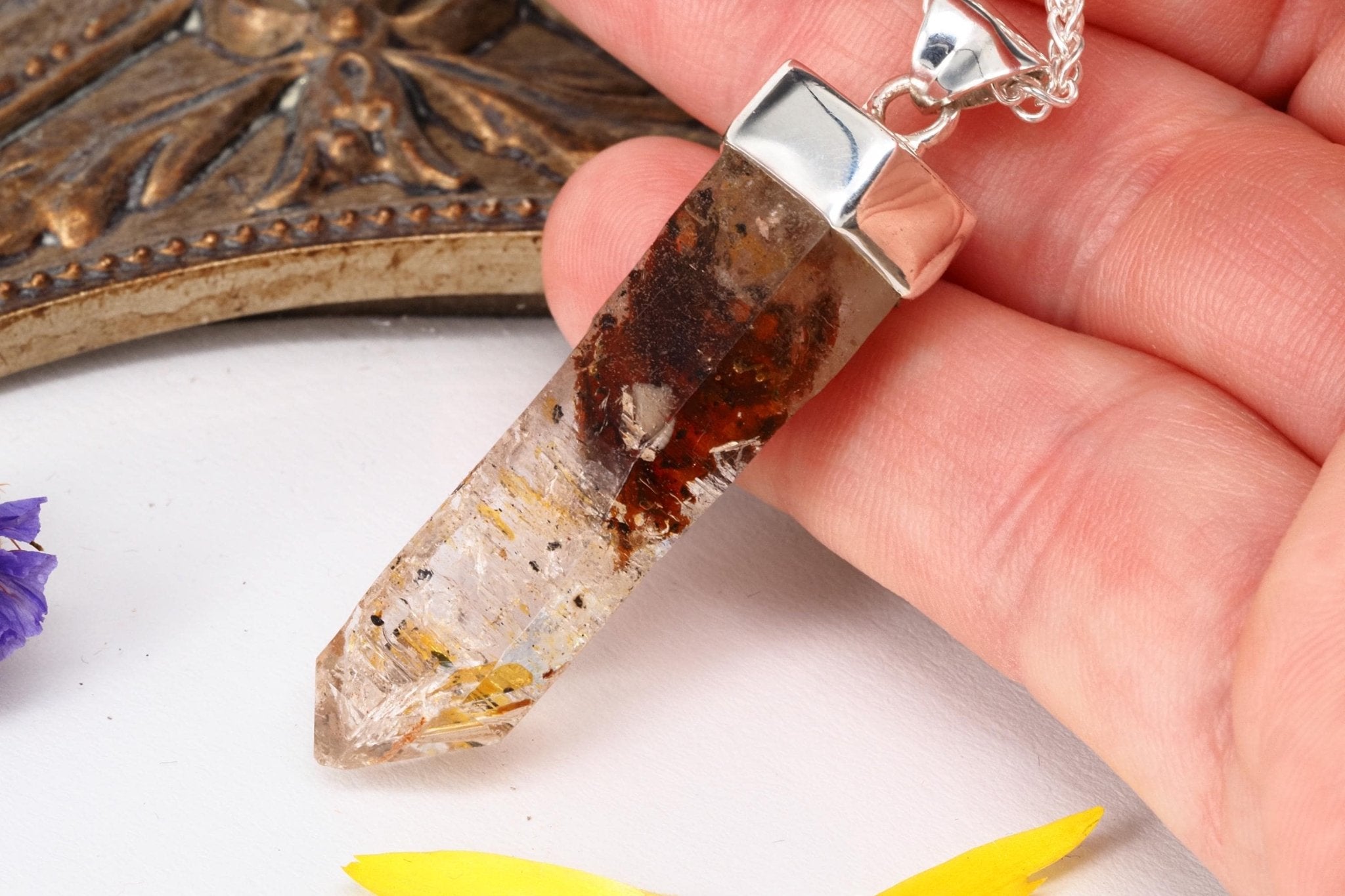 Petroleum Quarz Anhänger Silber Firefly Kristall