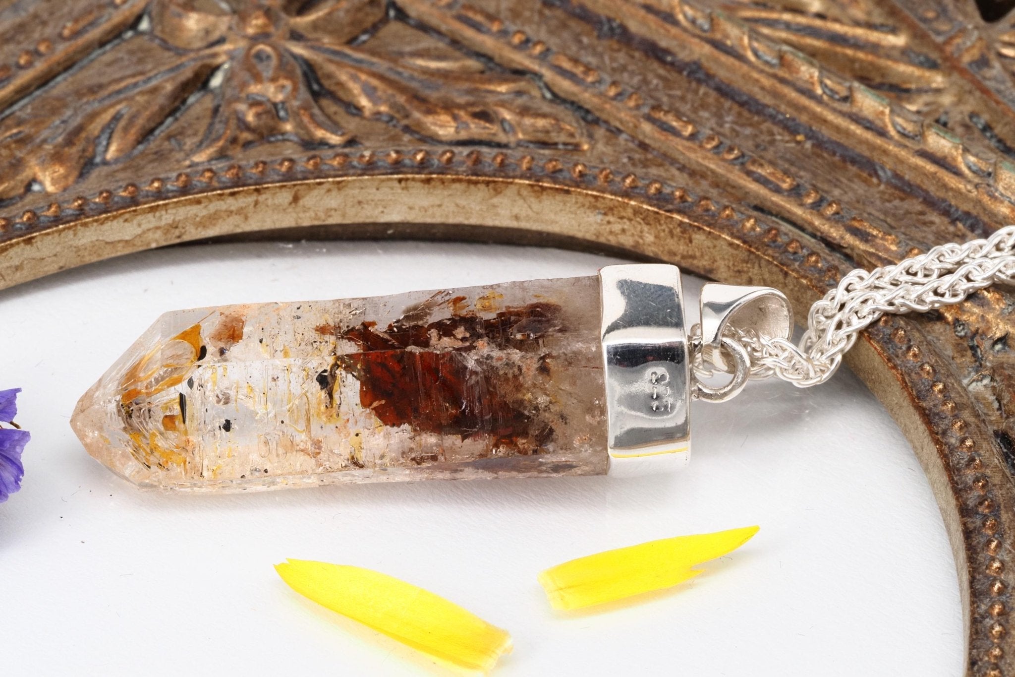 Petroleum Quarz Anhänger Silber Firefly Kristall