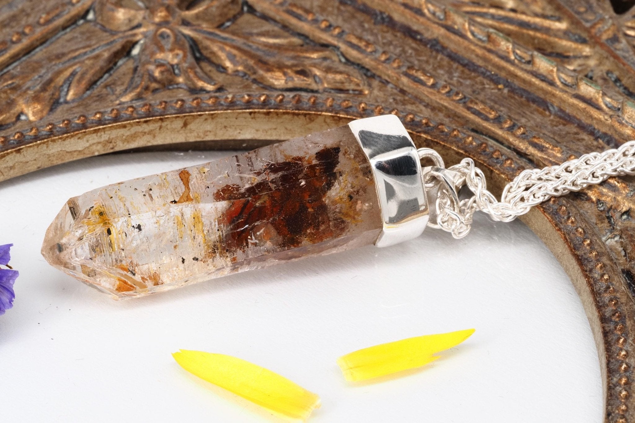 Petroleum Quarz Anhänger Silber Firefly Kristall