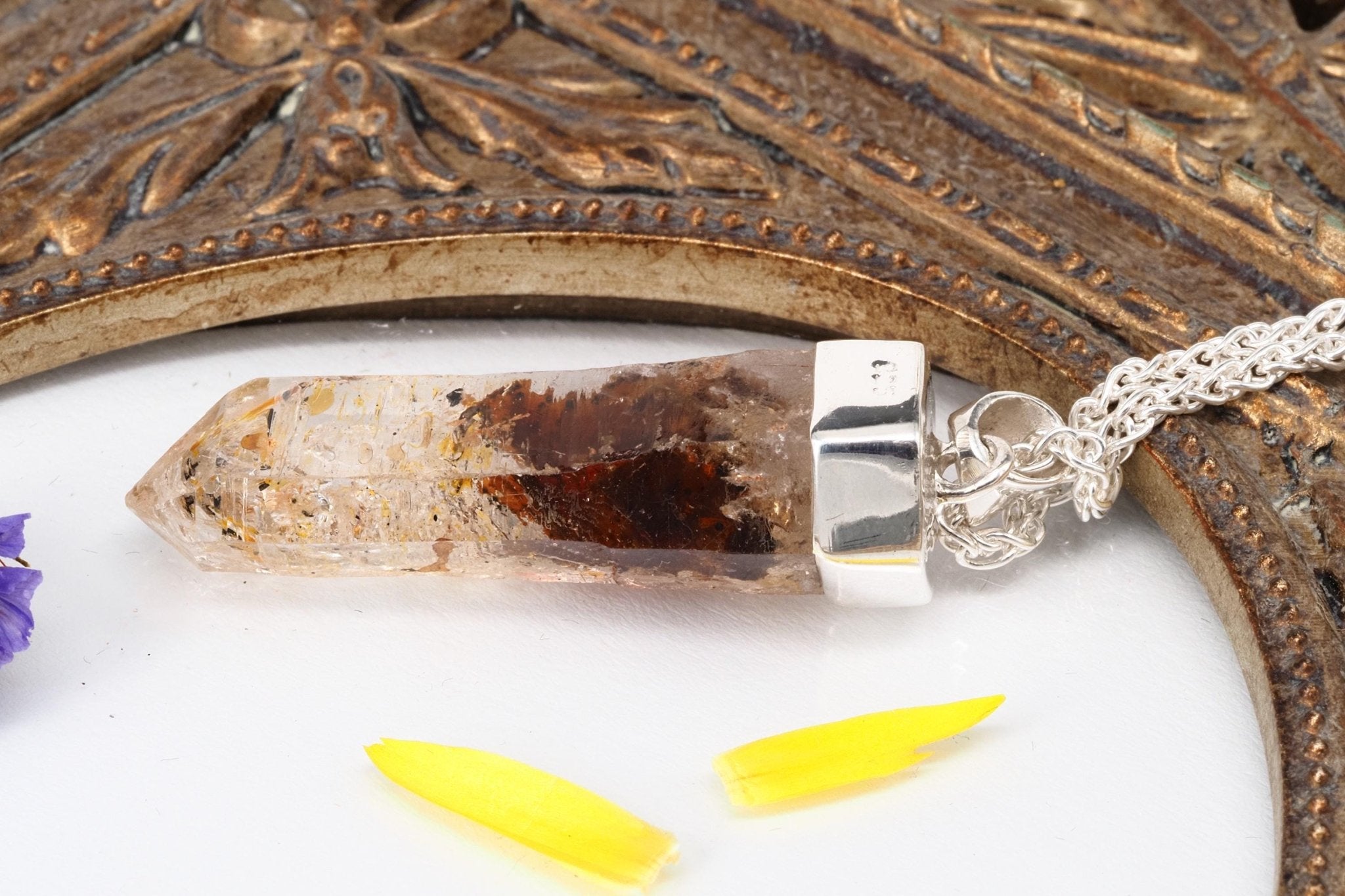 Petroleum Quarz Anhänger Silber Firefly Kristall