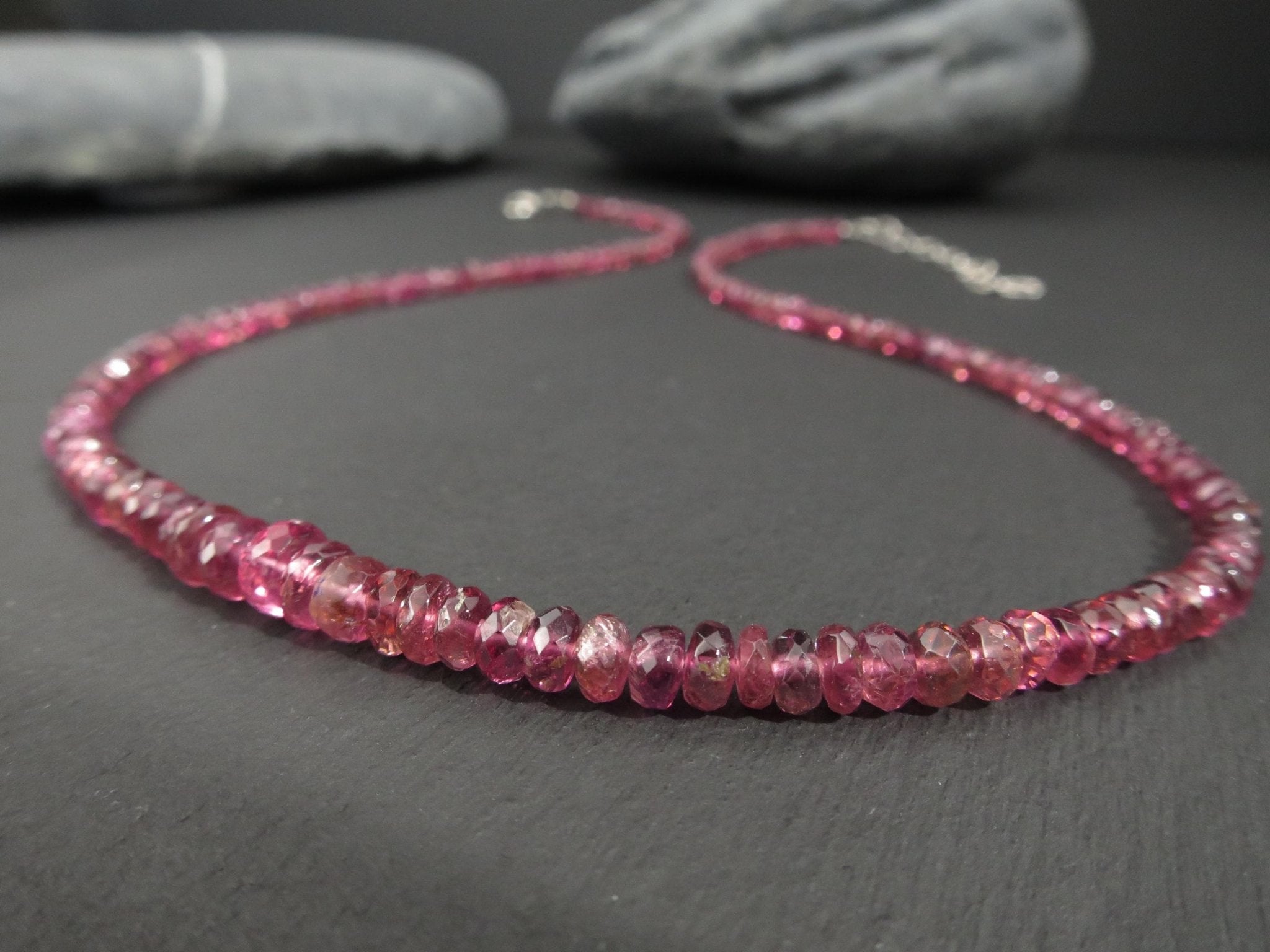 Pink Turmalin Kette facettiert echtes Edelstein Collier