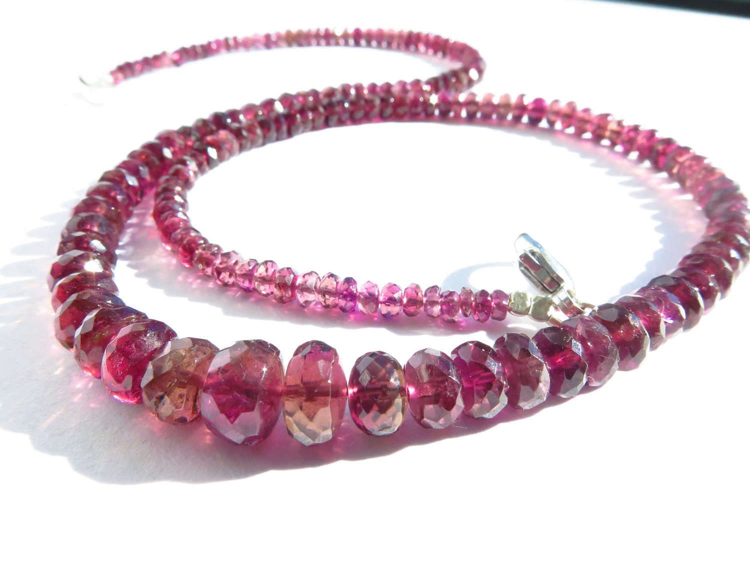 Pink Turmalin Kette Rubellit Turmalin Edelstein Collier rosarot facettiert