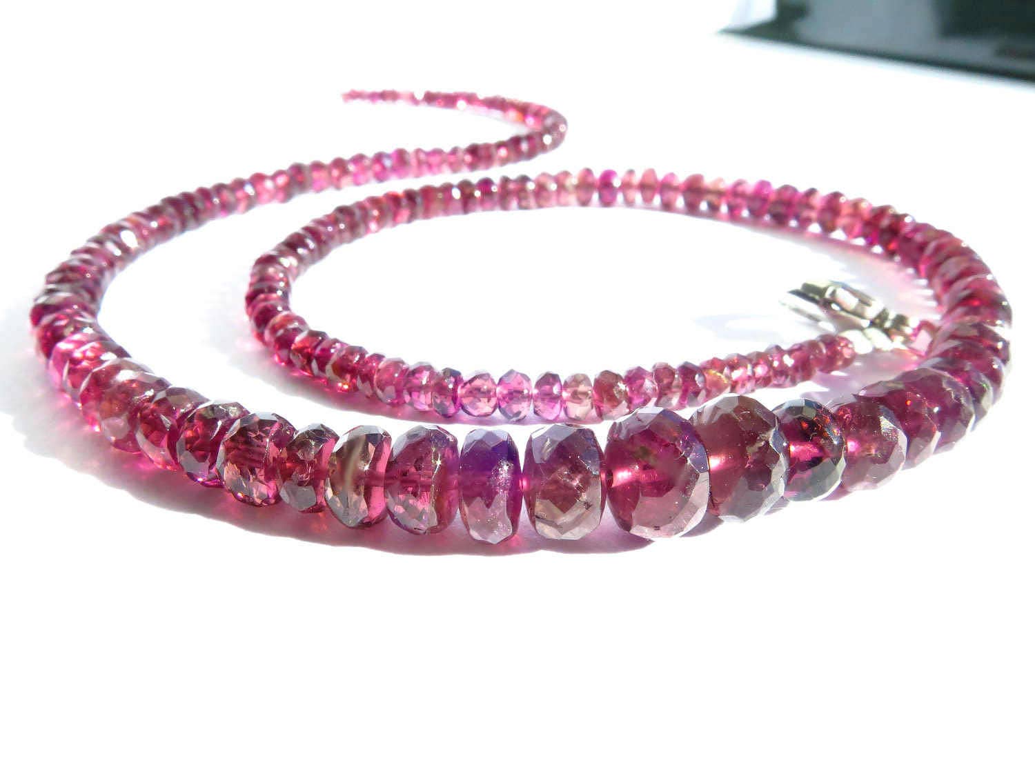 Pink Turmalin Kette Rubellit Turmalin Edelstein Collier rosarot facettiert