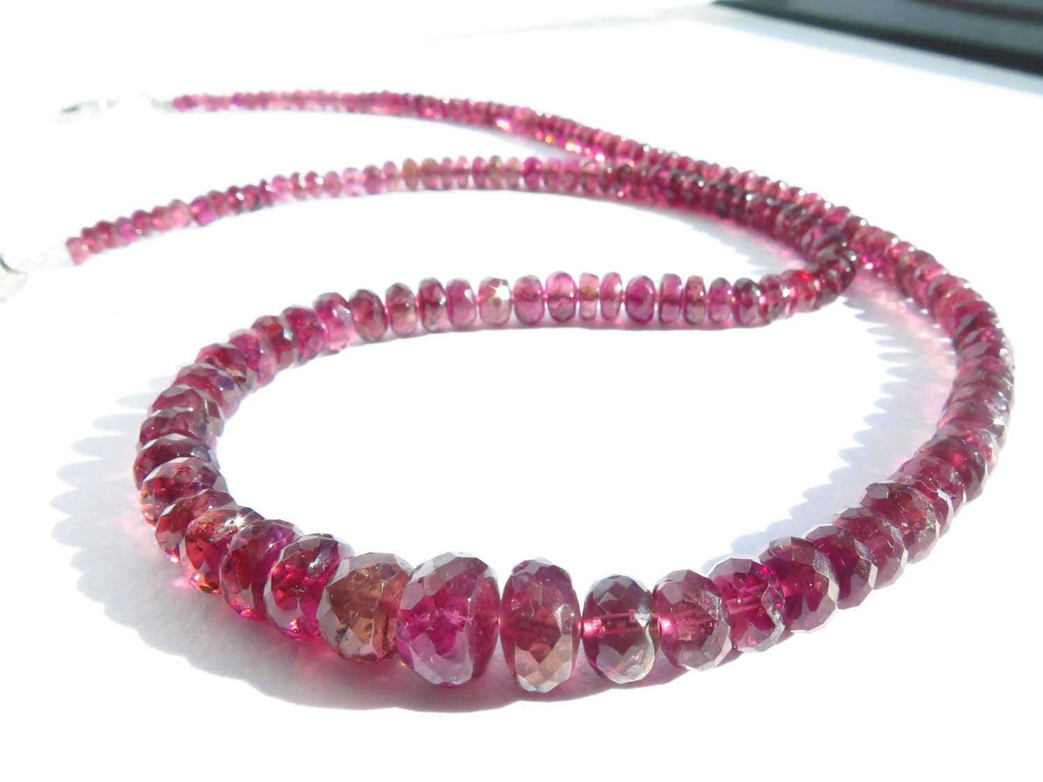 Pink Turmalin Kette Rubellit Turmalin Edelstein Collier rosarot facettiert