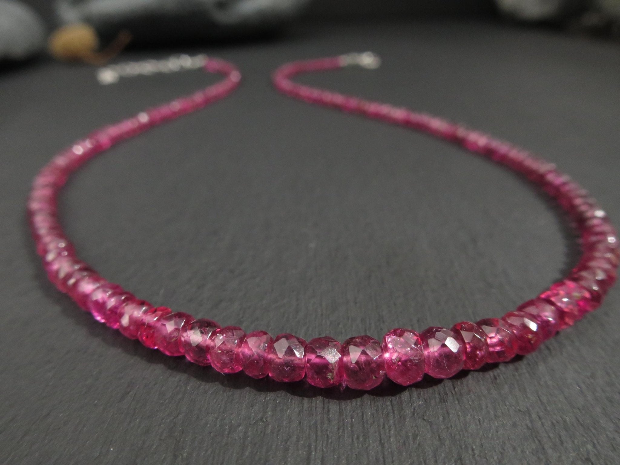 Pink Turmalin Kette Silber Rubellit Edelstein Halskette