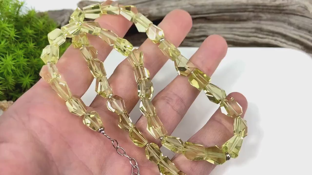 Fantastische Lemon Quarz Kette – facettierte Edelsteinperlen mit intensivem Funkeln